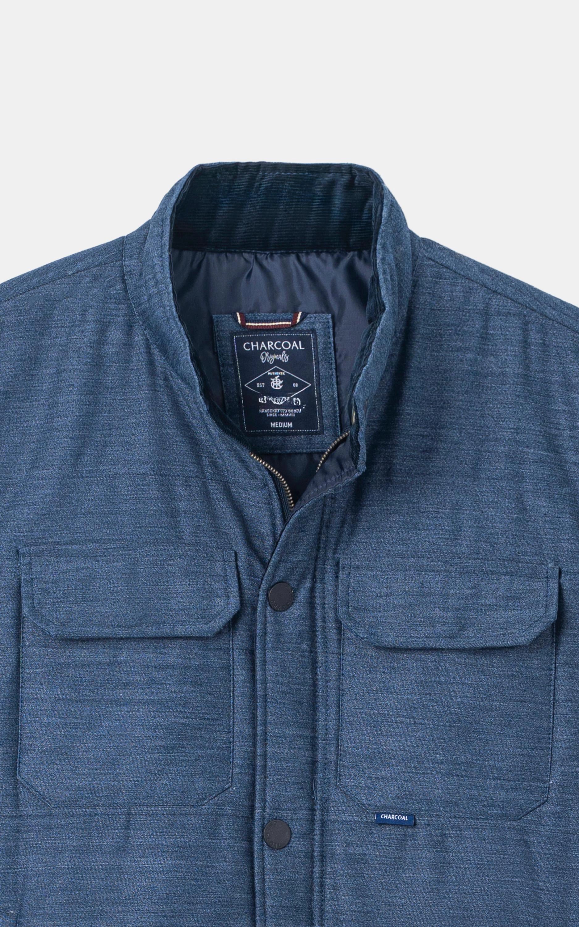 SLIM FIT SLEEVELESS QUILTED JACKET NAVY MELANGE