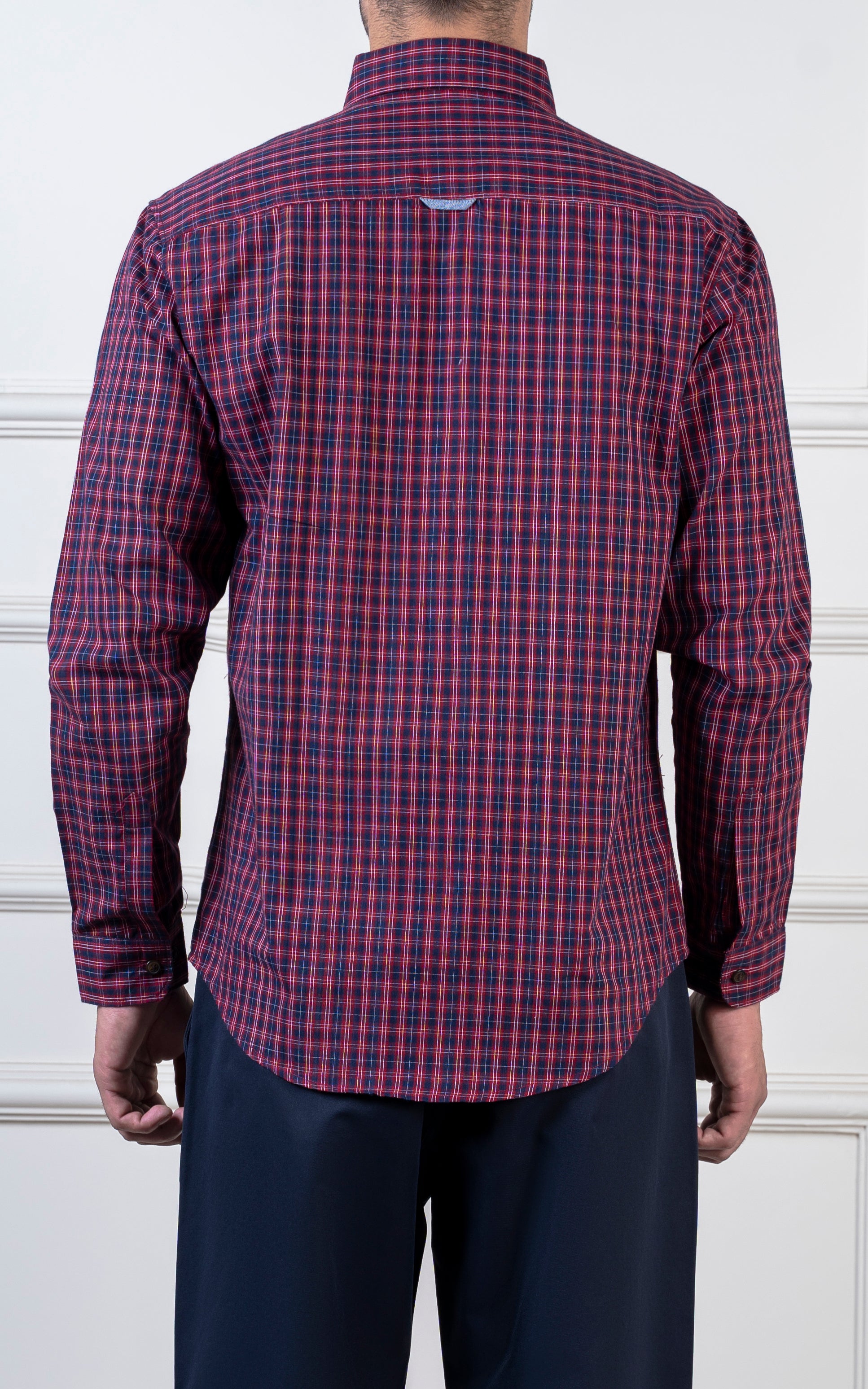 CHECKED CASUAL SHIRT MAROON NAVY
