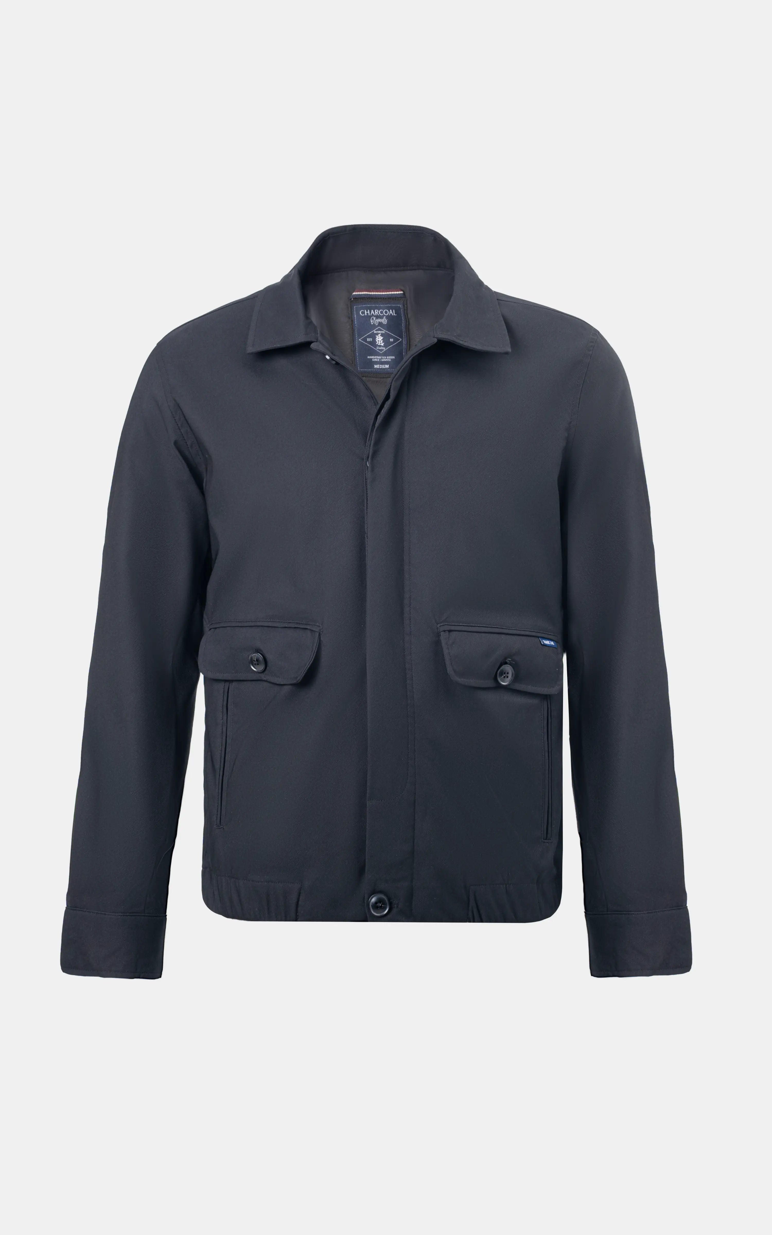 SLIM FIT FULLSLEEVE CLASSIC HARRINGTON JACKET BLACK