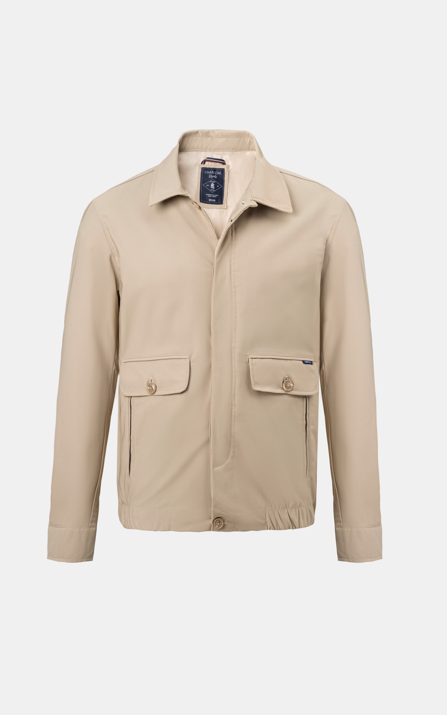SLIM FIT FULLSLEEVE CLASSIC HARRINGTON JACKET BEIGE