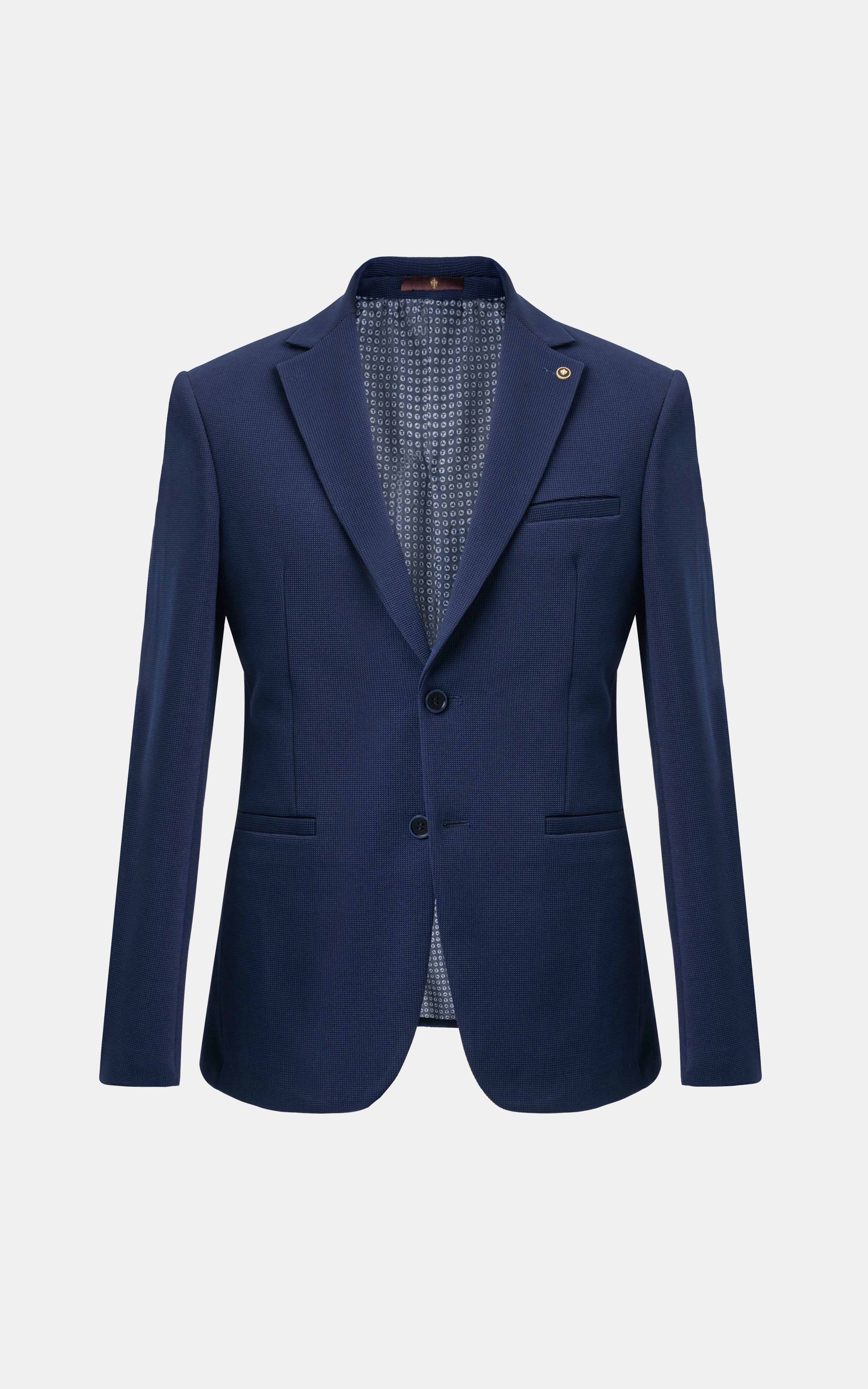 Casual Textured Blazer Navy