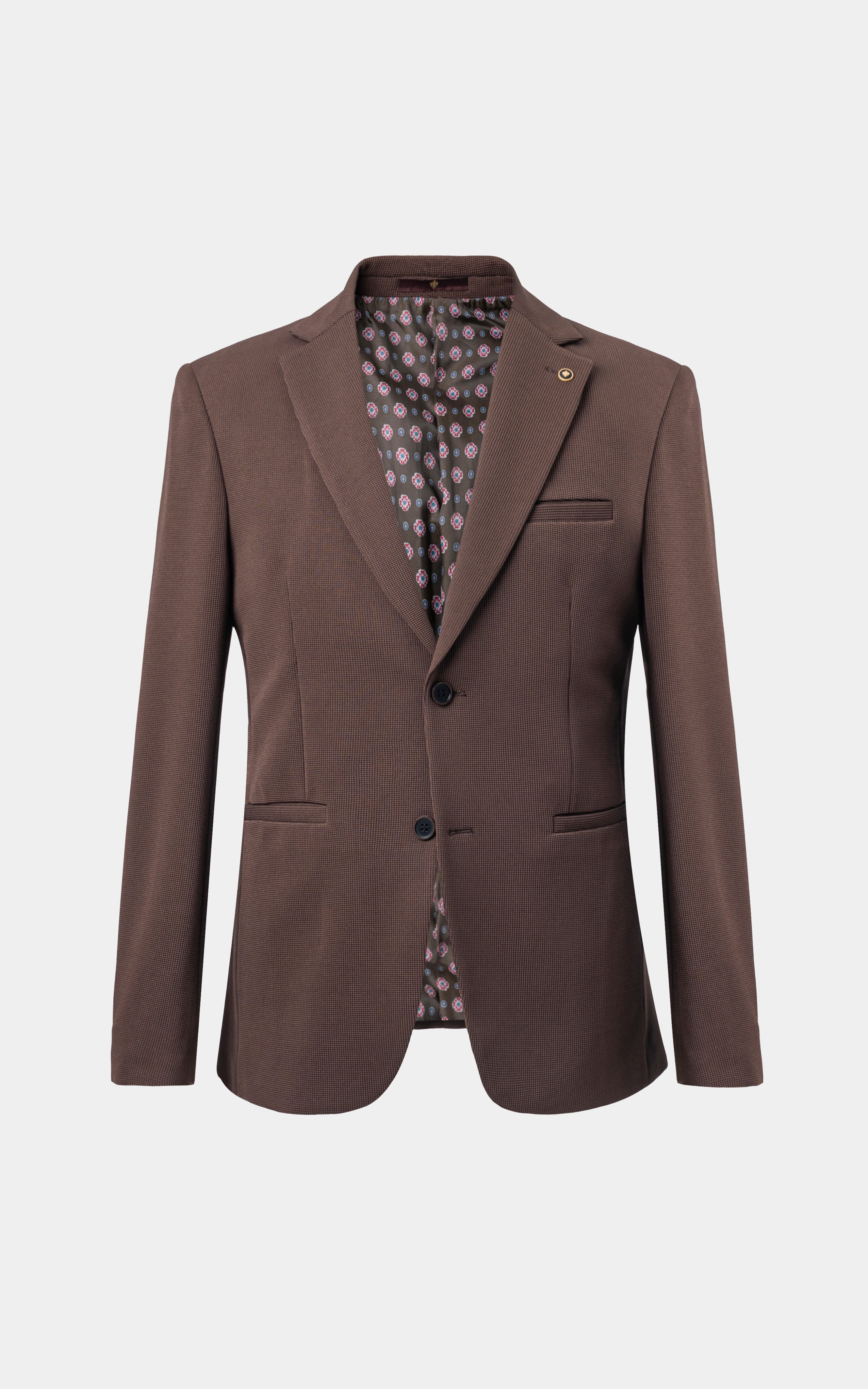 Casual Textured Blazer Brown