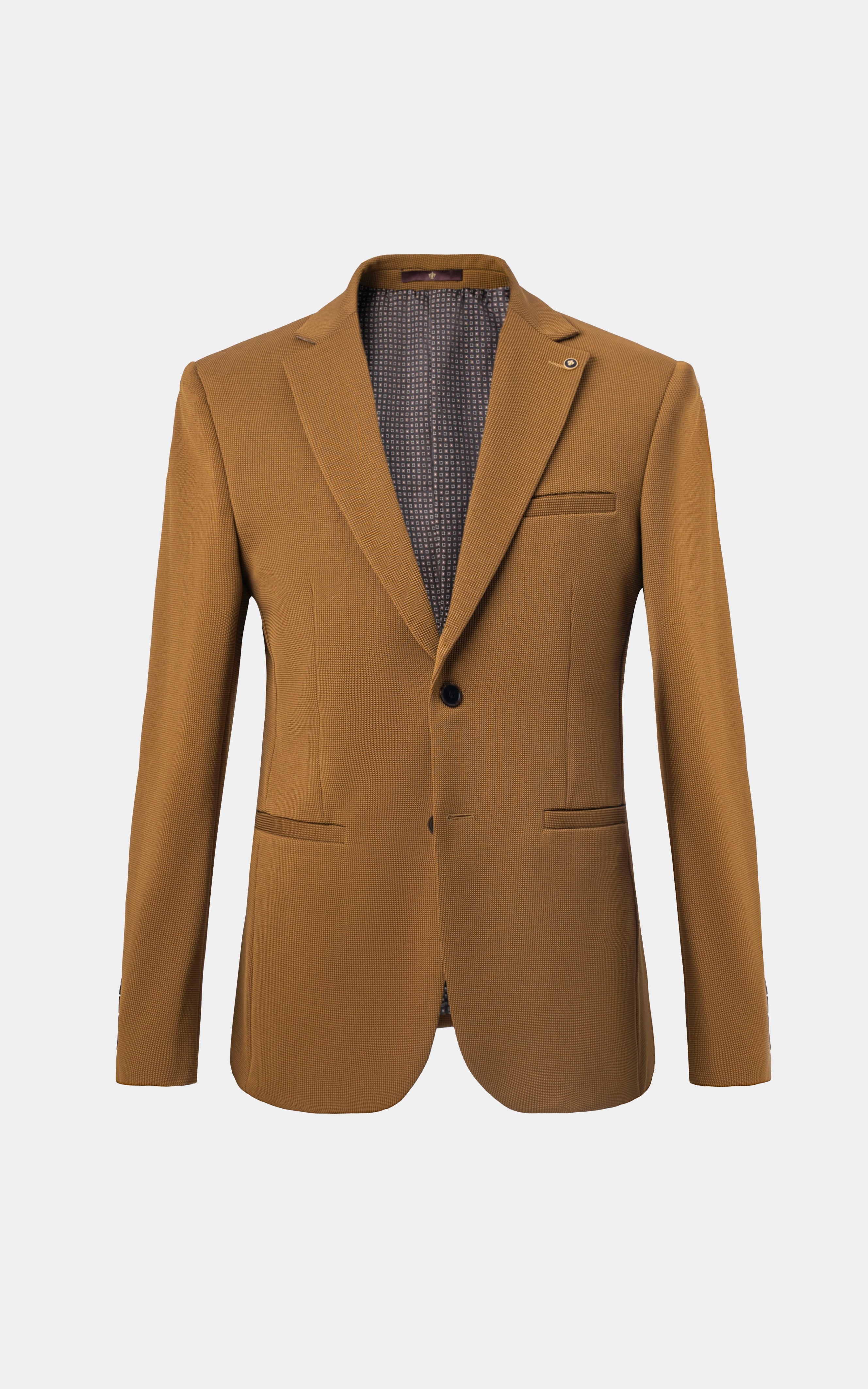 Casual Textured Blazer Mustard