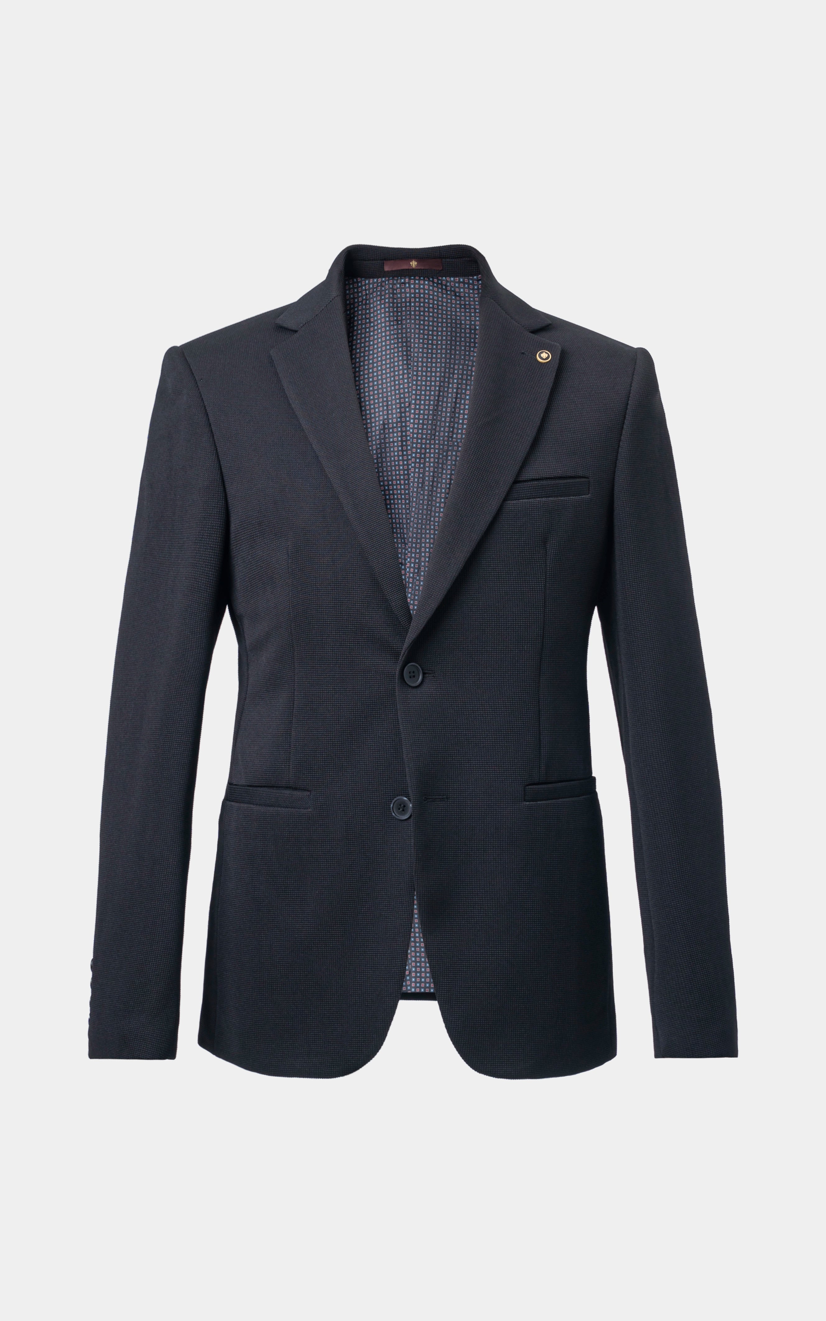 Casual Textured Blazer Black
