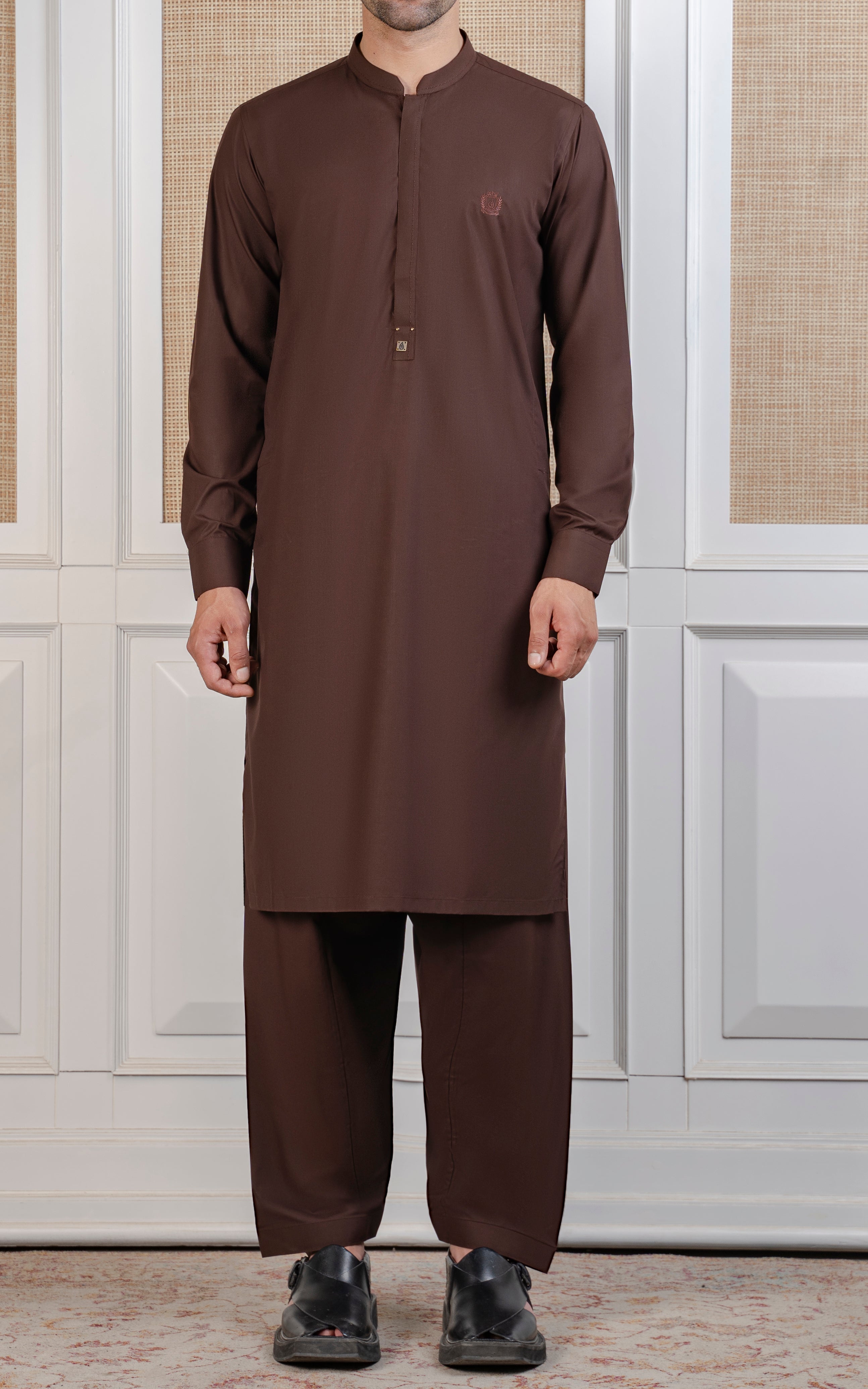 BLENDED KAMEEZ SHALWAR - SIGNATURE COLLECTION DARK BROWN