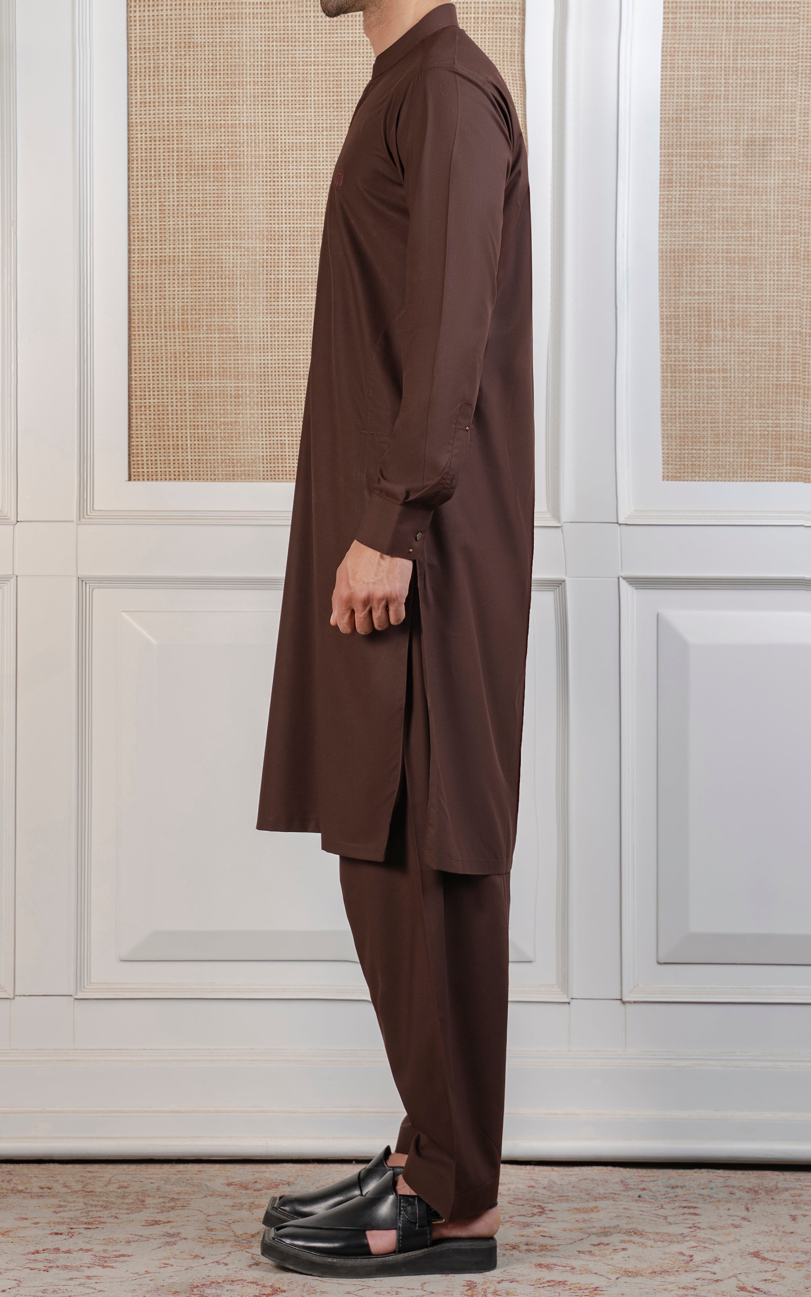 BLENDED KAMEEZ SHALWAR - SIGNATURE COLLECTION DARK BROWN