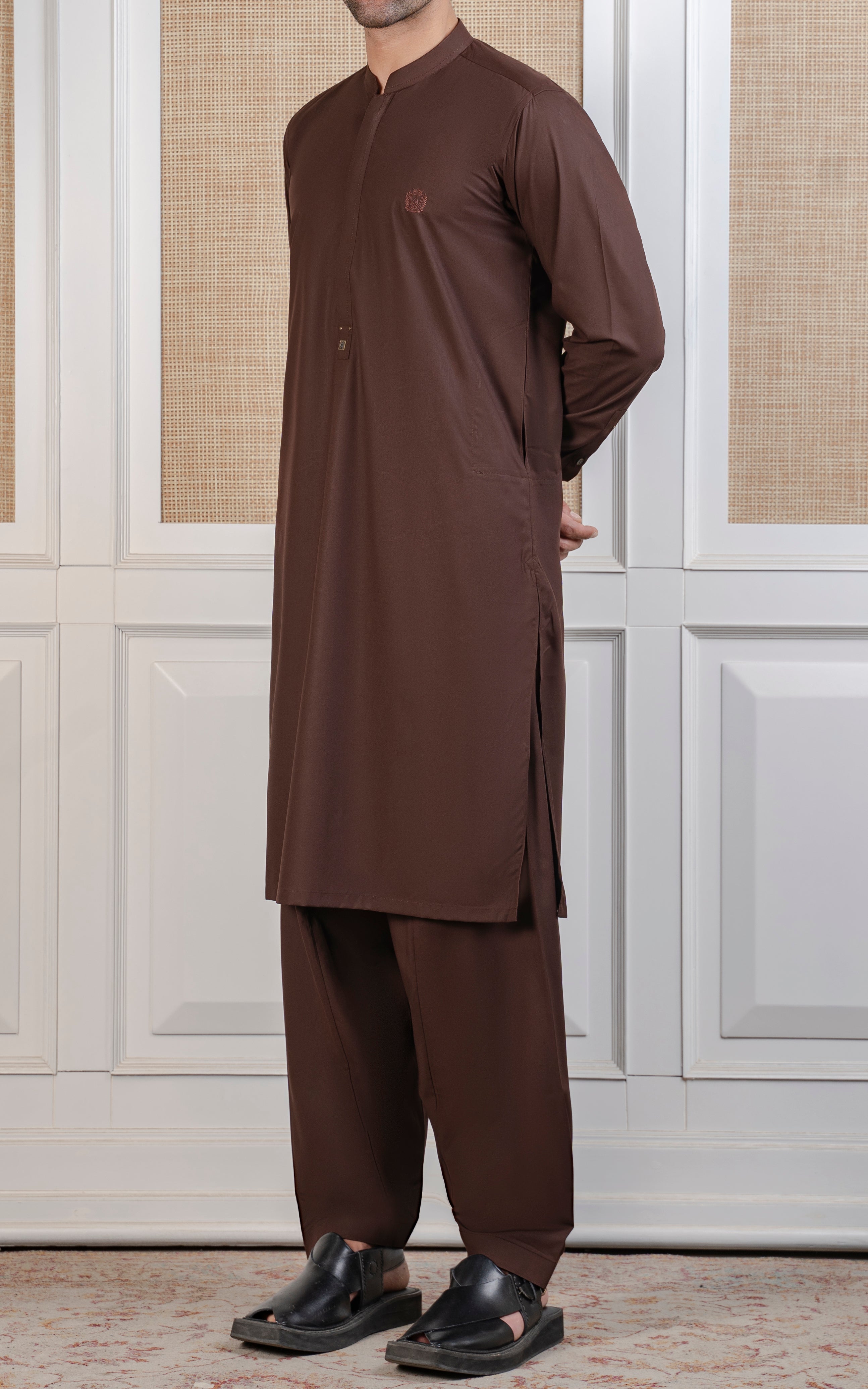 BLENDED KAMEEZ SHALWAR - SIGNATURE COLLECTION DARK BROWN