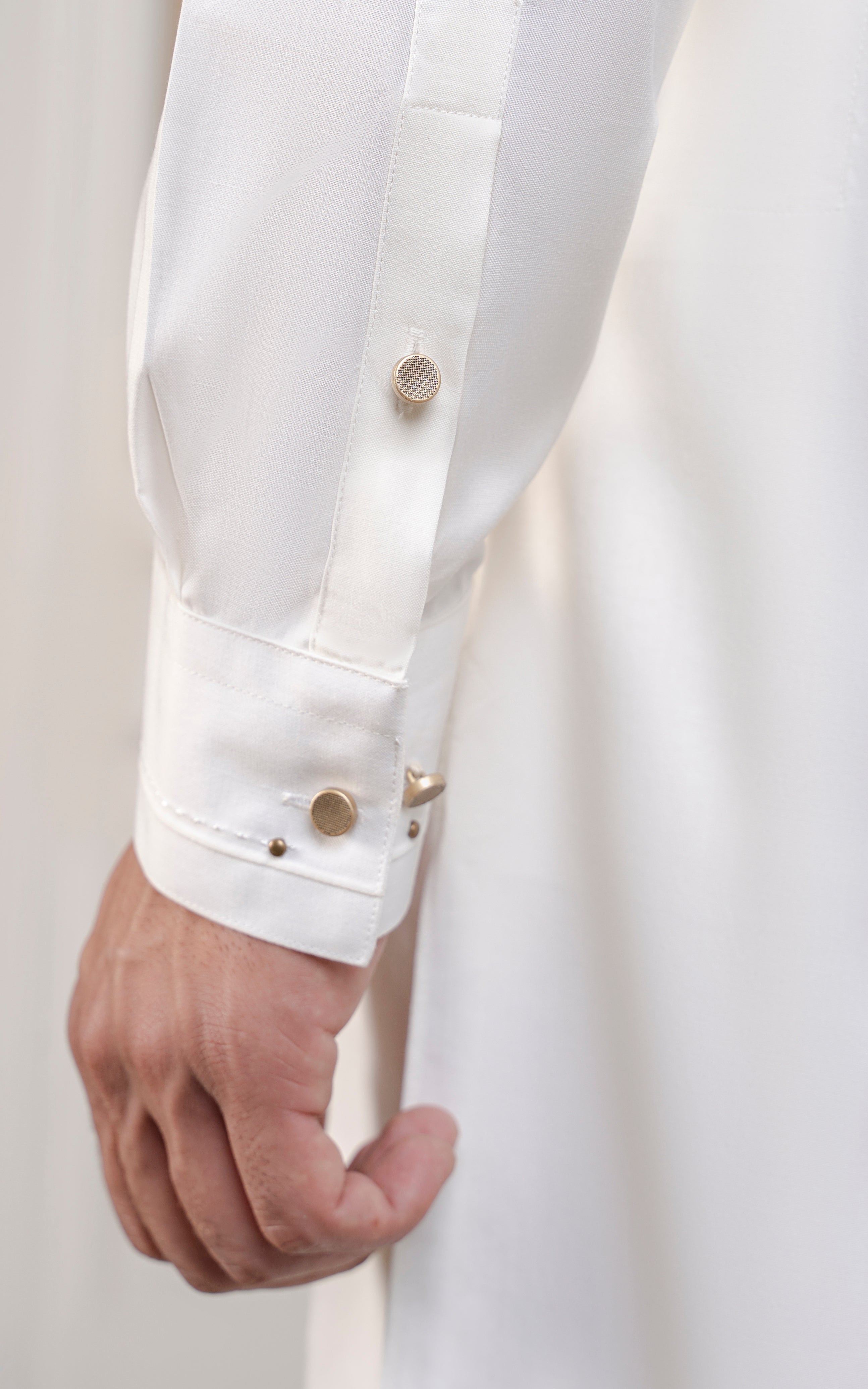 TEXTURED BLENDED KAMEEZ SHALWAR - SIGNATURE COLLECTION WHITE