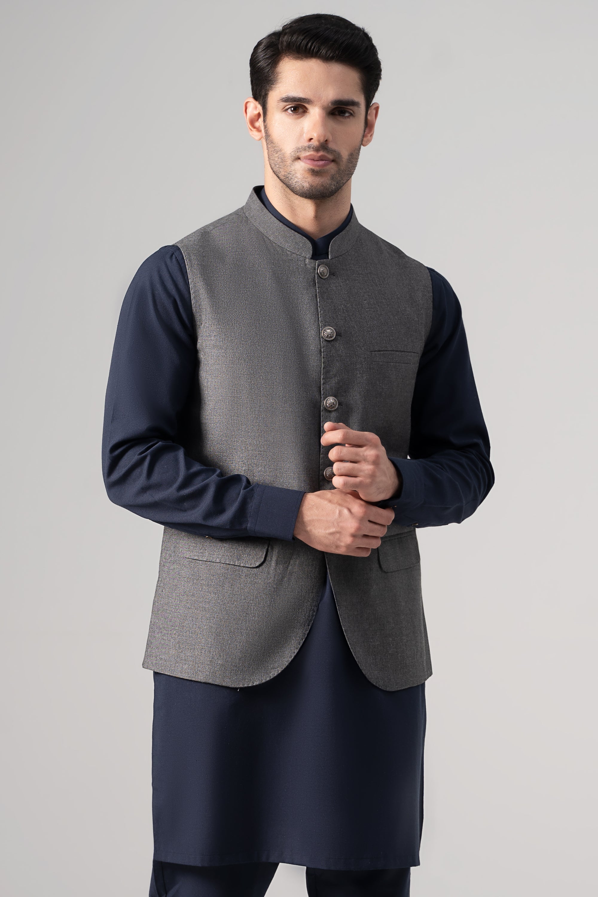 Melange Tropical Waistcoat - SIGNATURE COLLECTION DARK GREY