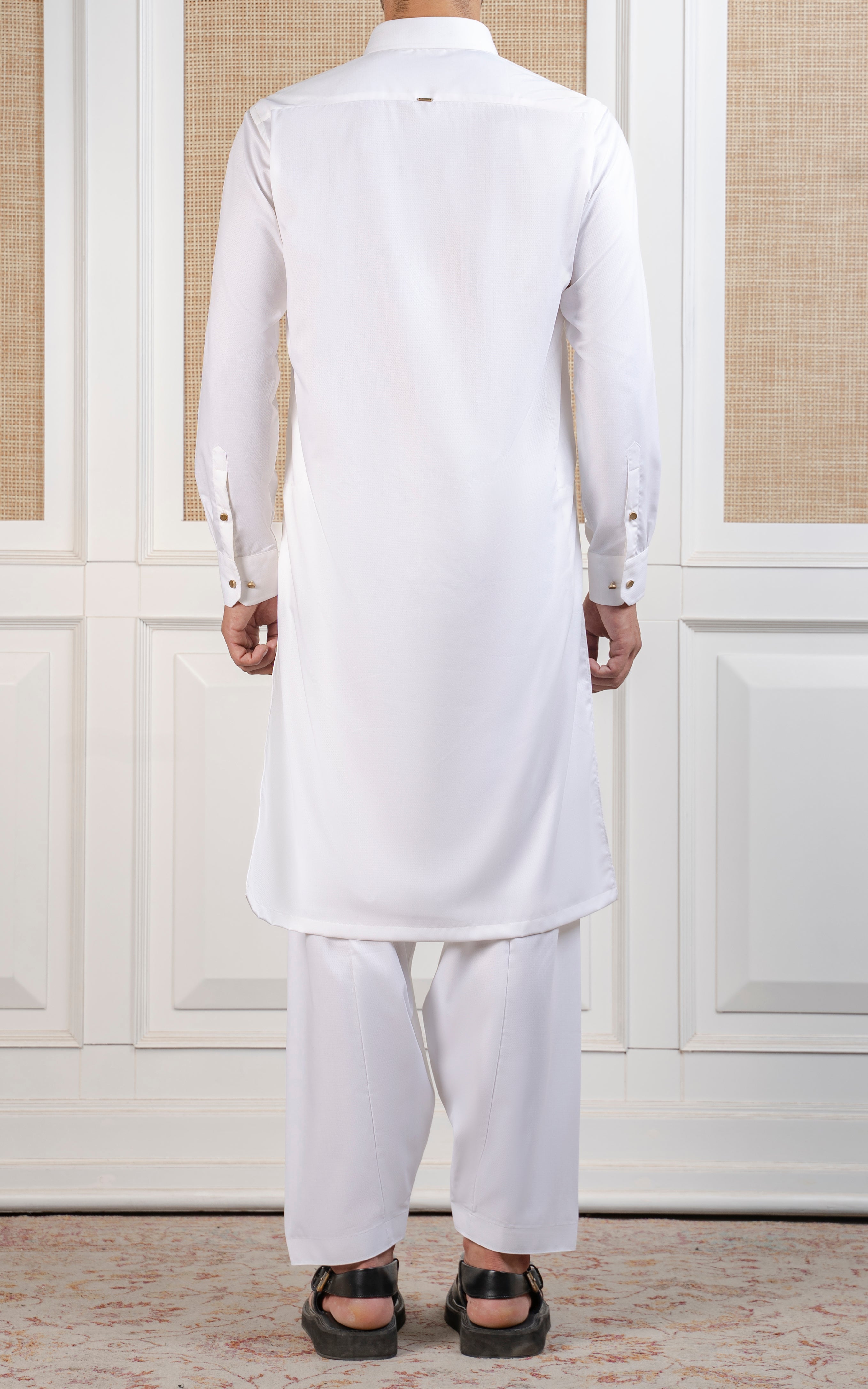 TEXTURED BLENDED KAMEEZ SHALWAR - EXECUTIVE COLLECTION WHITE