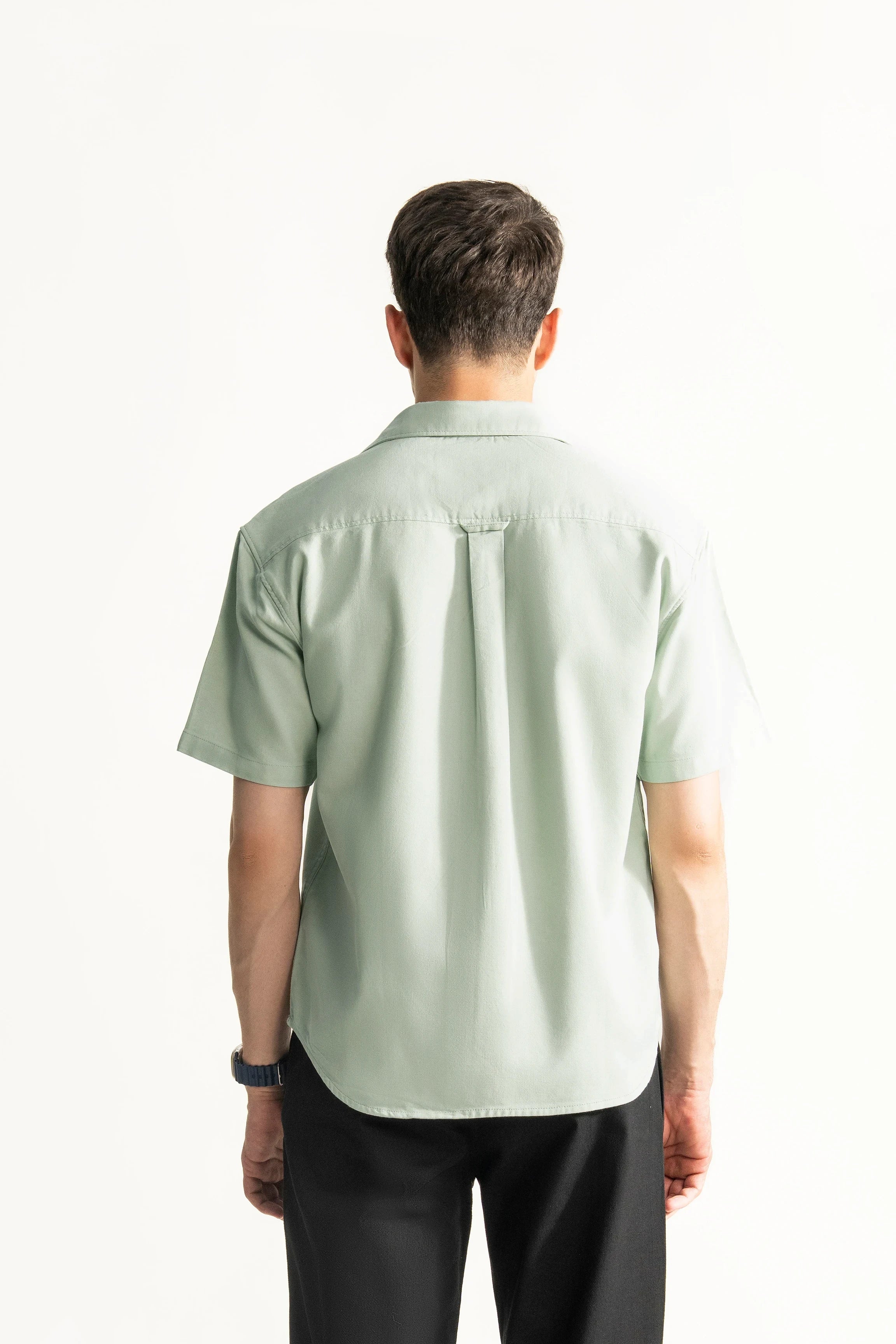 HIDDEN BUTTON DOWN CASUAL SHIRT LIGHT GREEN