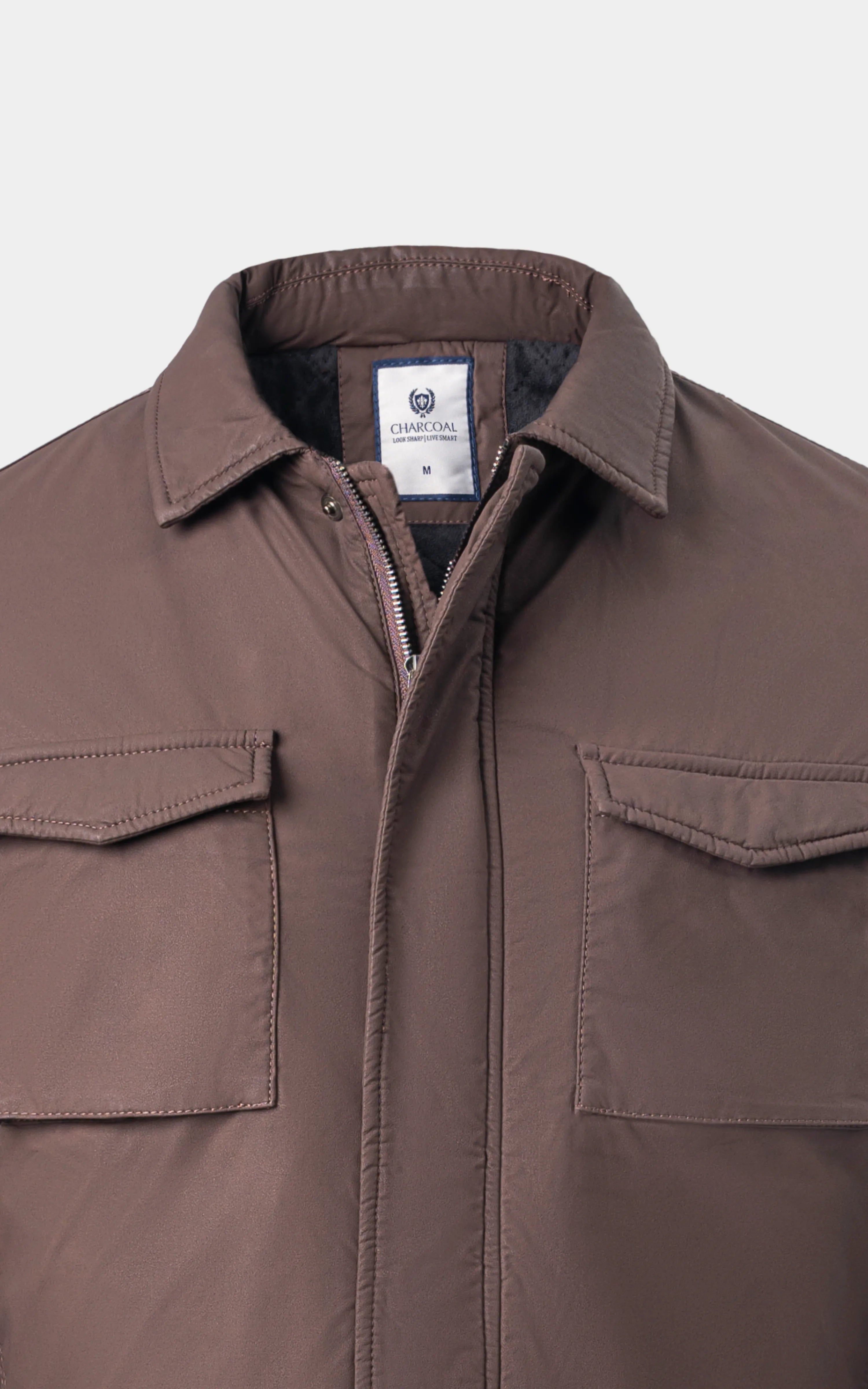 REGULAR FULLSLEEVE JACKET WITH FRONT DOUBLE FLAP POCKET COFFEE