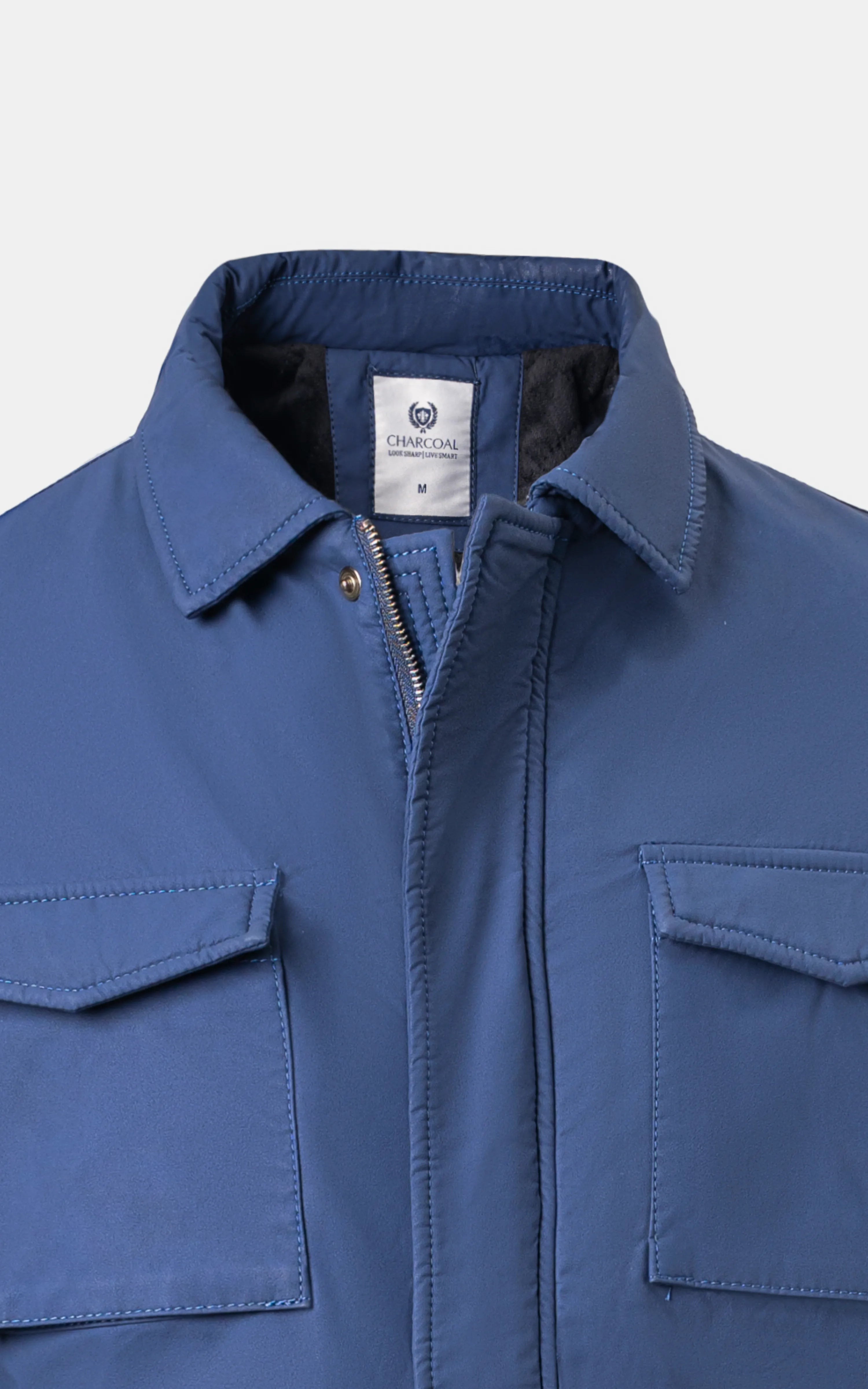 REGULAR FULLSLEEVE JACKET WITH FRONT DOUBLE FLAP POCKET DARK BLUE