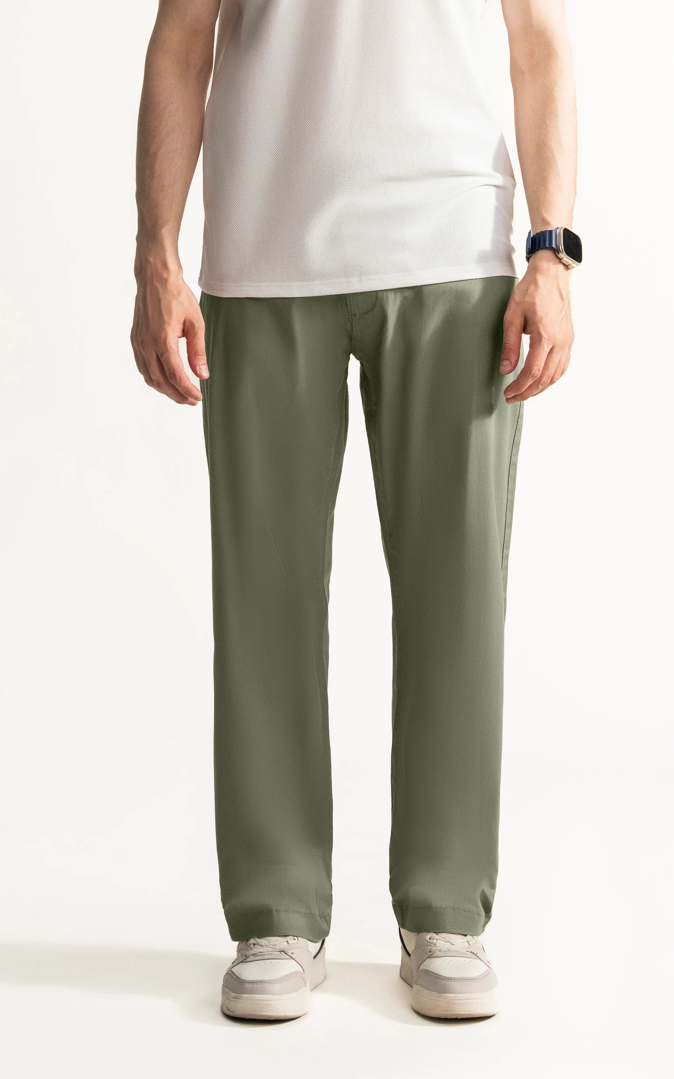 STRAIGHT FIT CASUAL TROUSER OLIVE