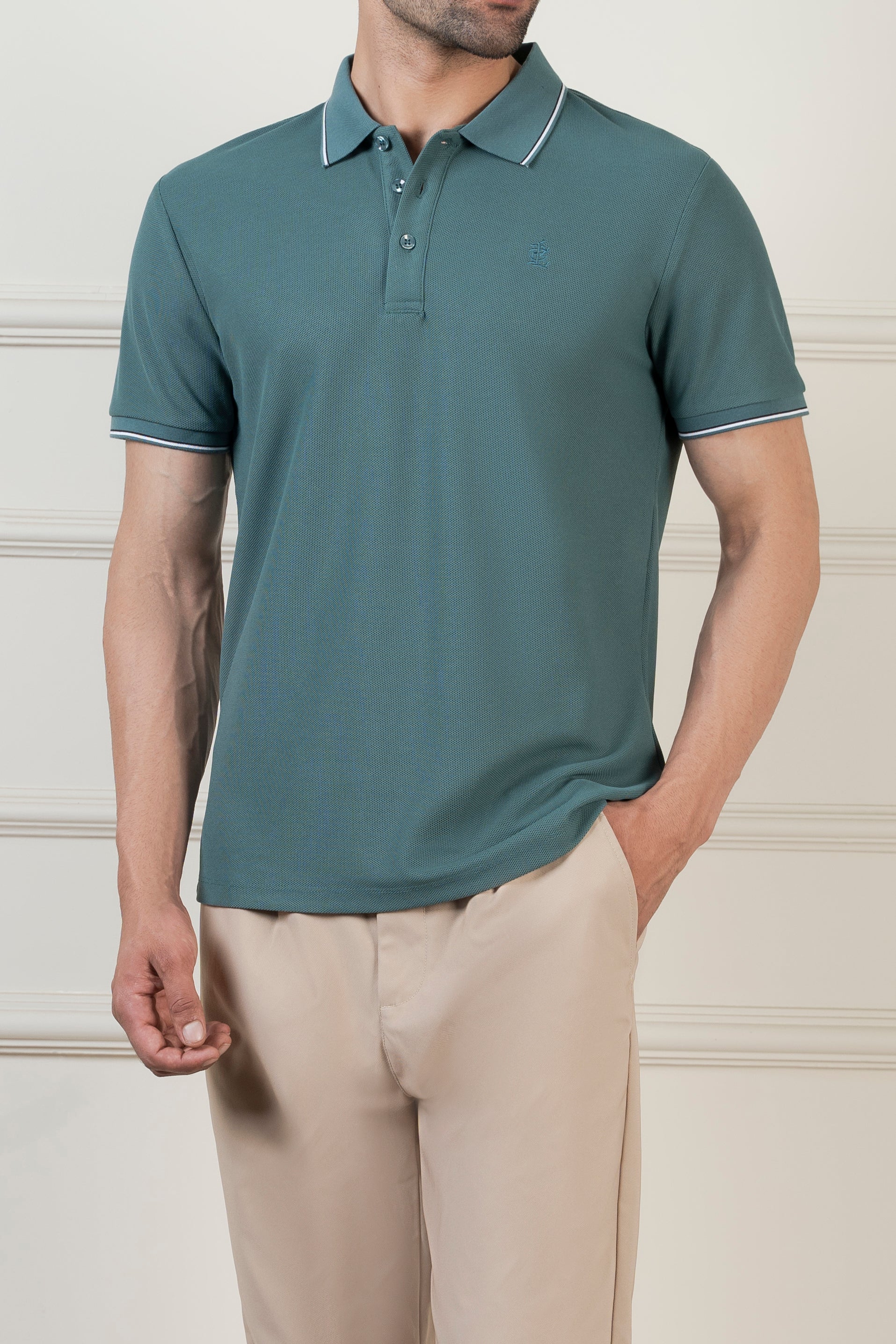 CLASSIC TIPPING POLO FOREST GREEN