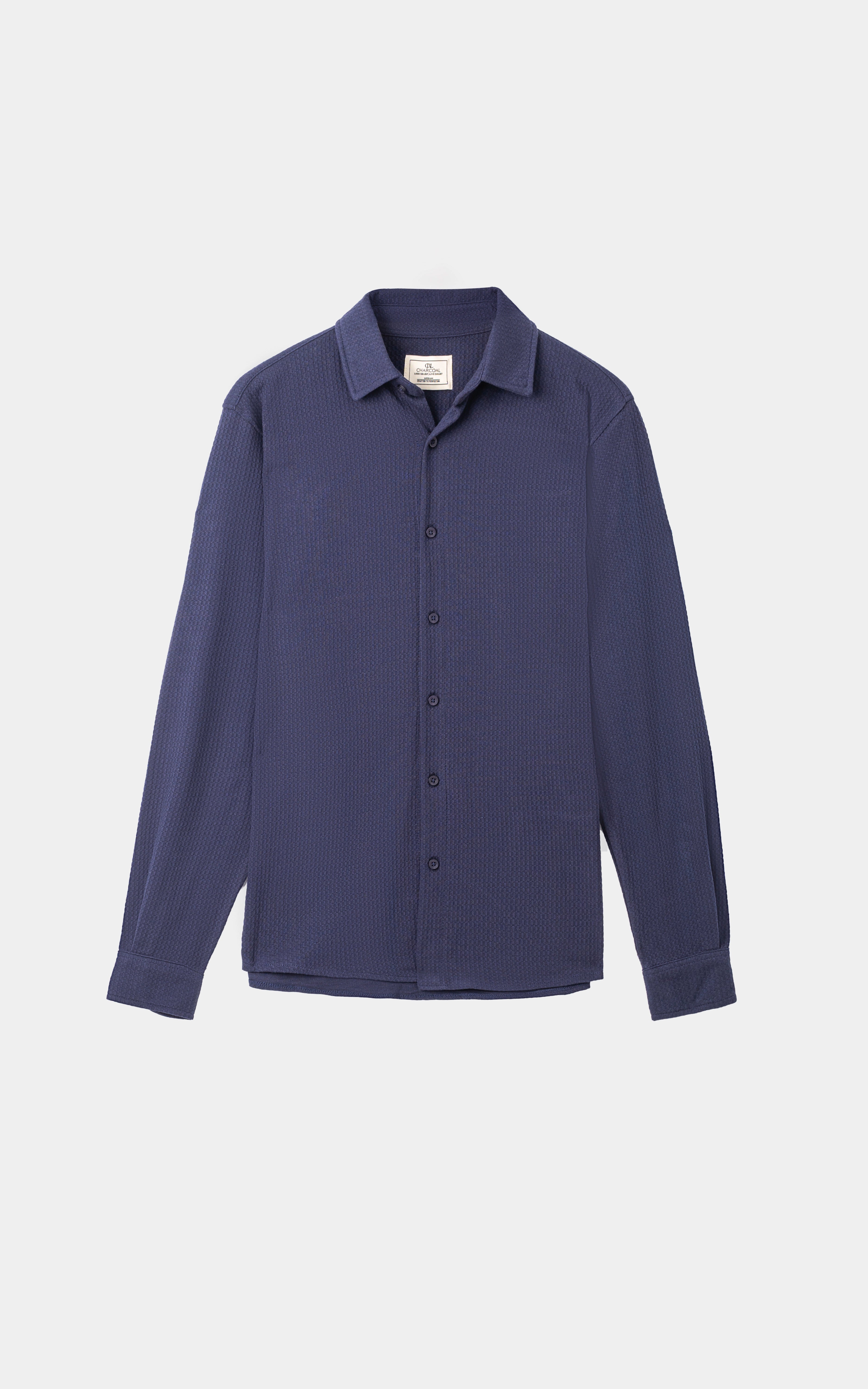 KNITTED CASUAL SHIRT NAVY