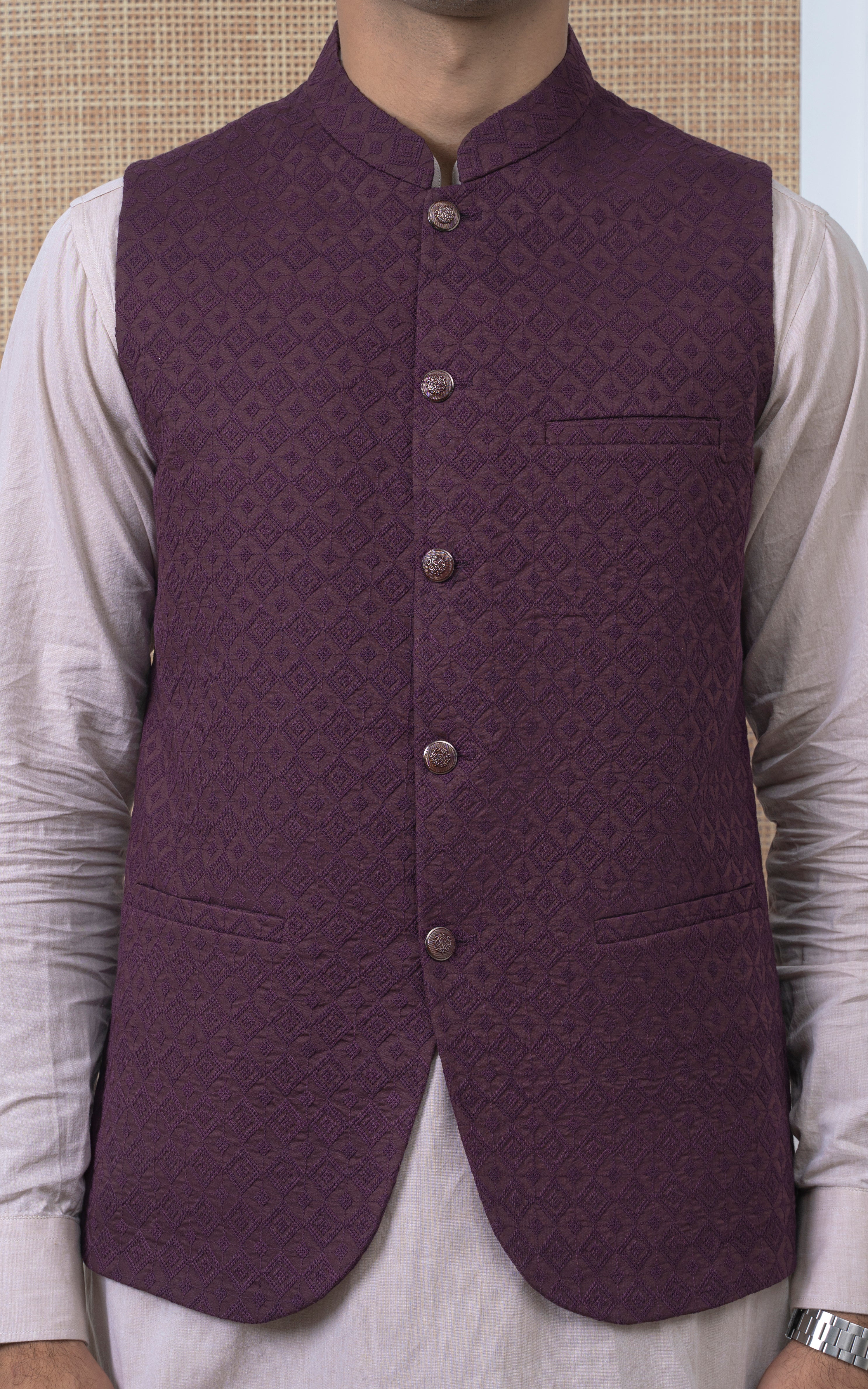 SCHIFFLI EMBROIDERED W/C -SIGNATURE COLLECTION BURGUNDY