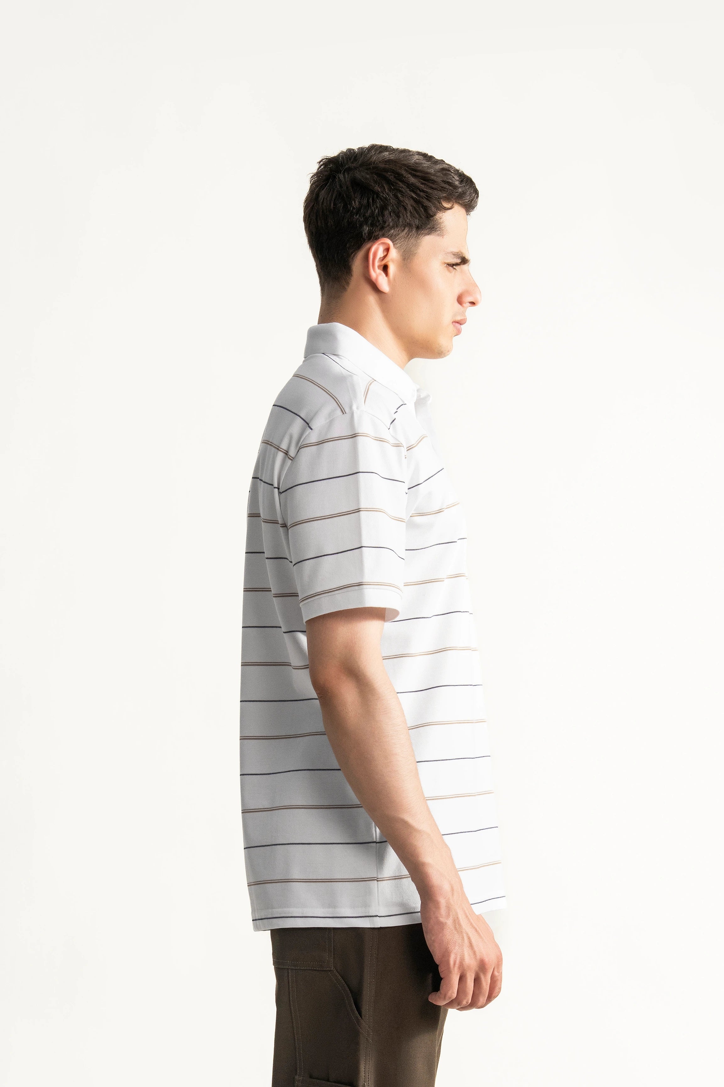 SMART FIT CLASSIC PREMIUM STRIPED POLO SHIRT WHITE