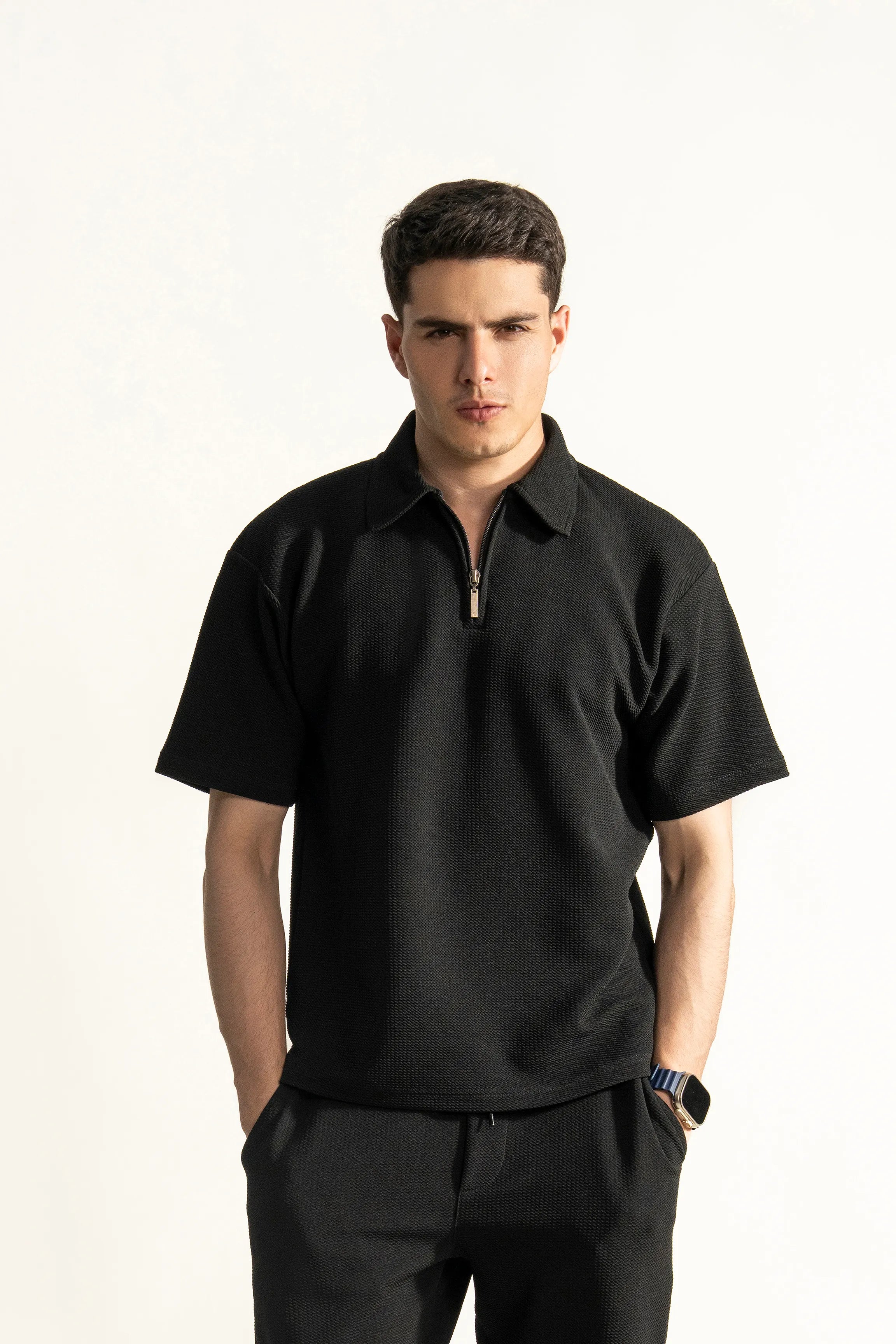 OVERSIZE POLO SHIRT BLACK