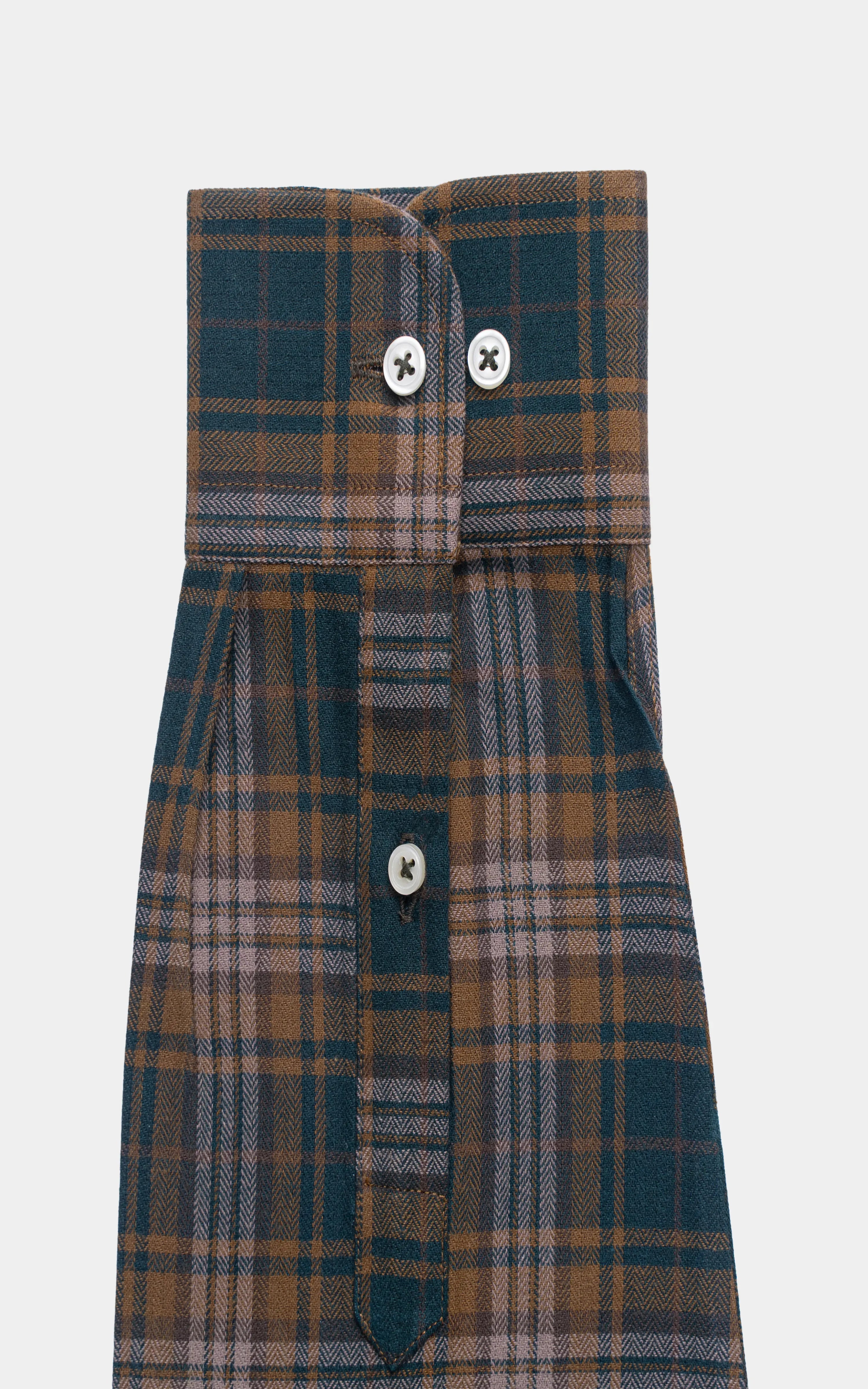 SEMI FORMAL SMART FIT CHECK SHIRT GREEN BROWN