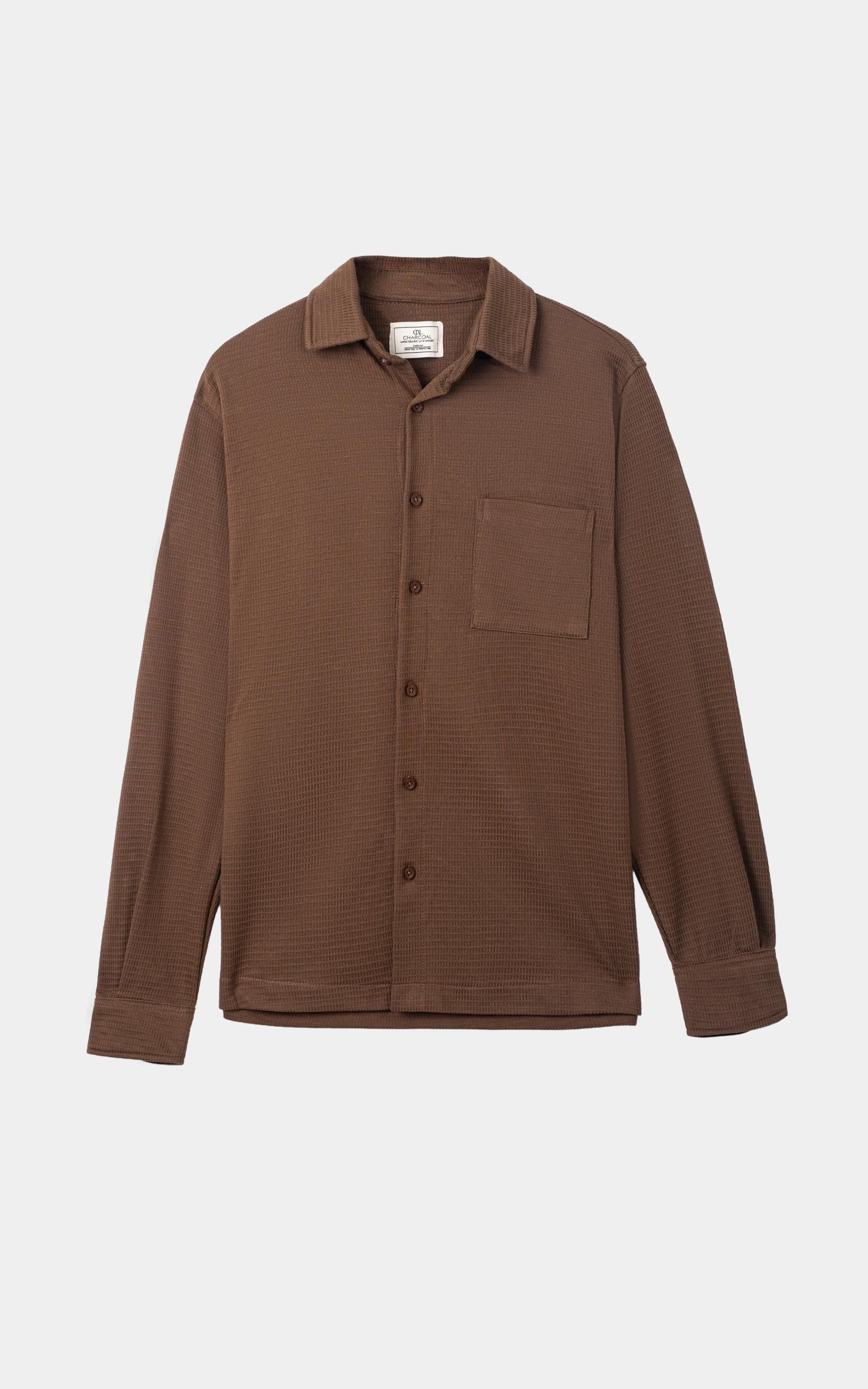 KNITTED CASUAL SHIRT BROWN
