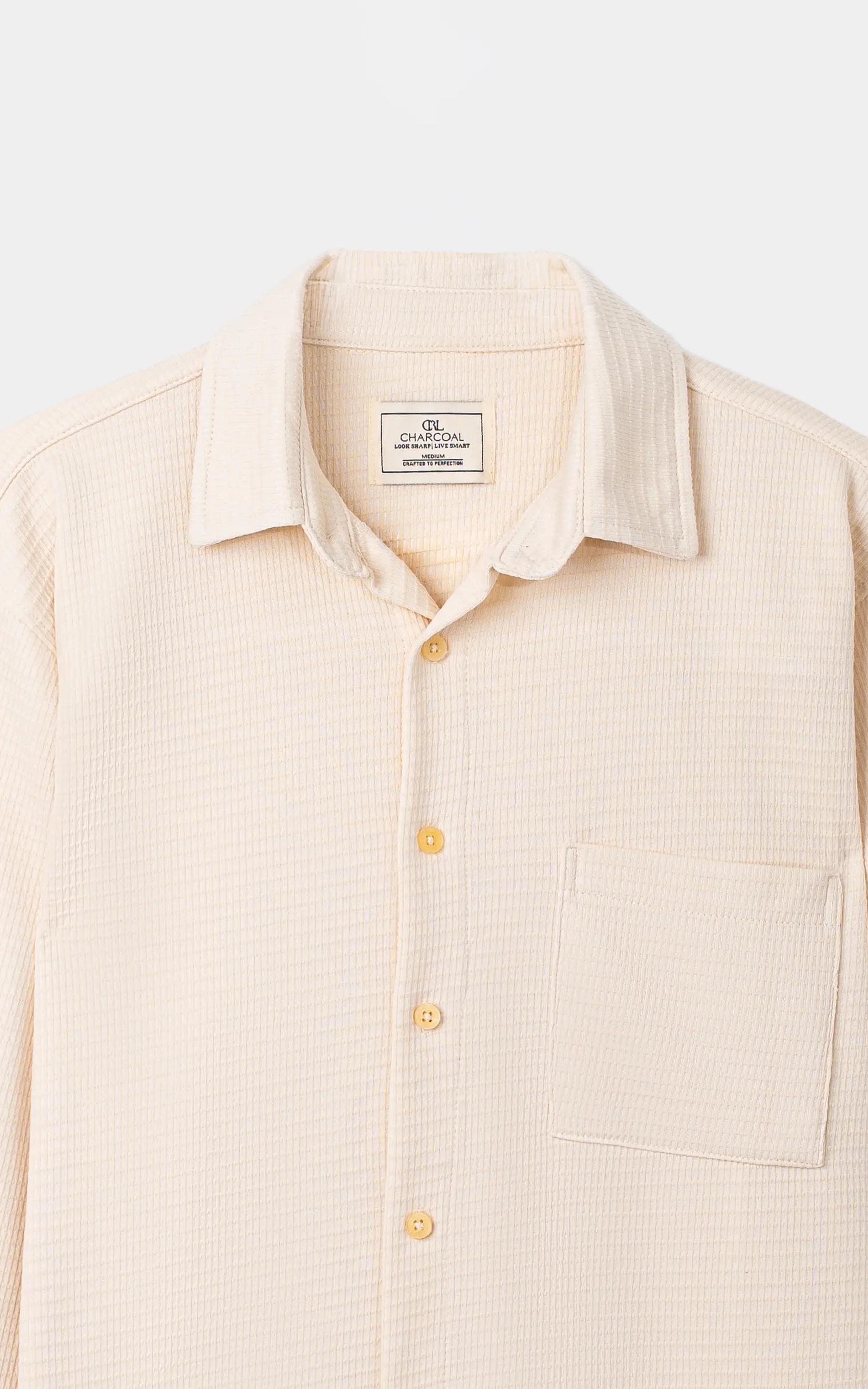 KNITTED CASUAL SHIRT BEIGE