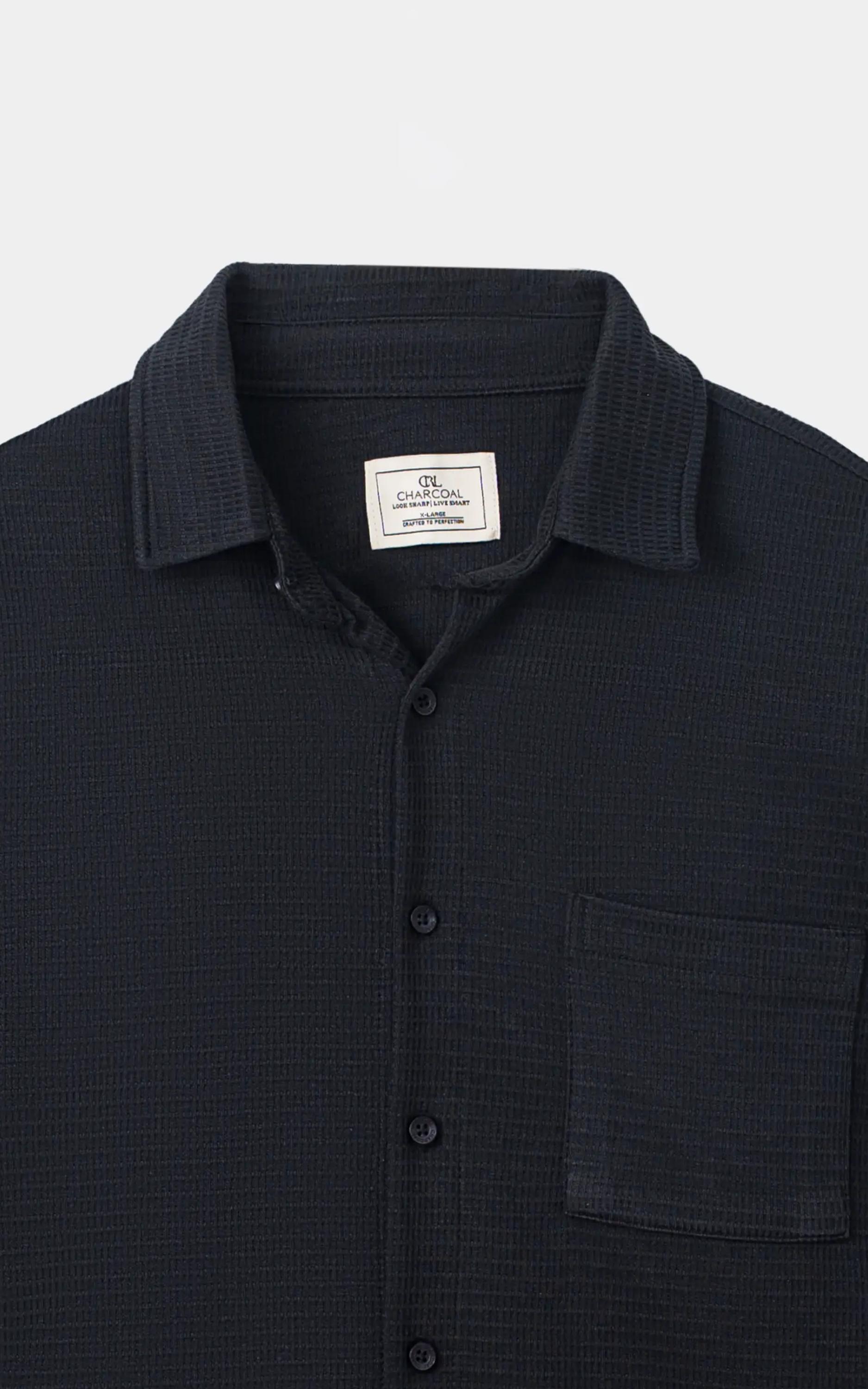 KNITTED CASUAL SHIRT BLACK