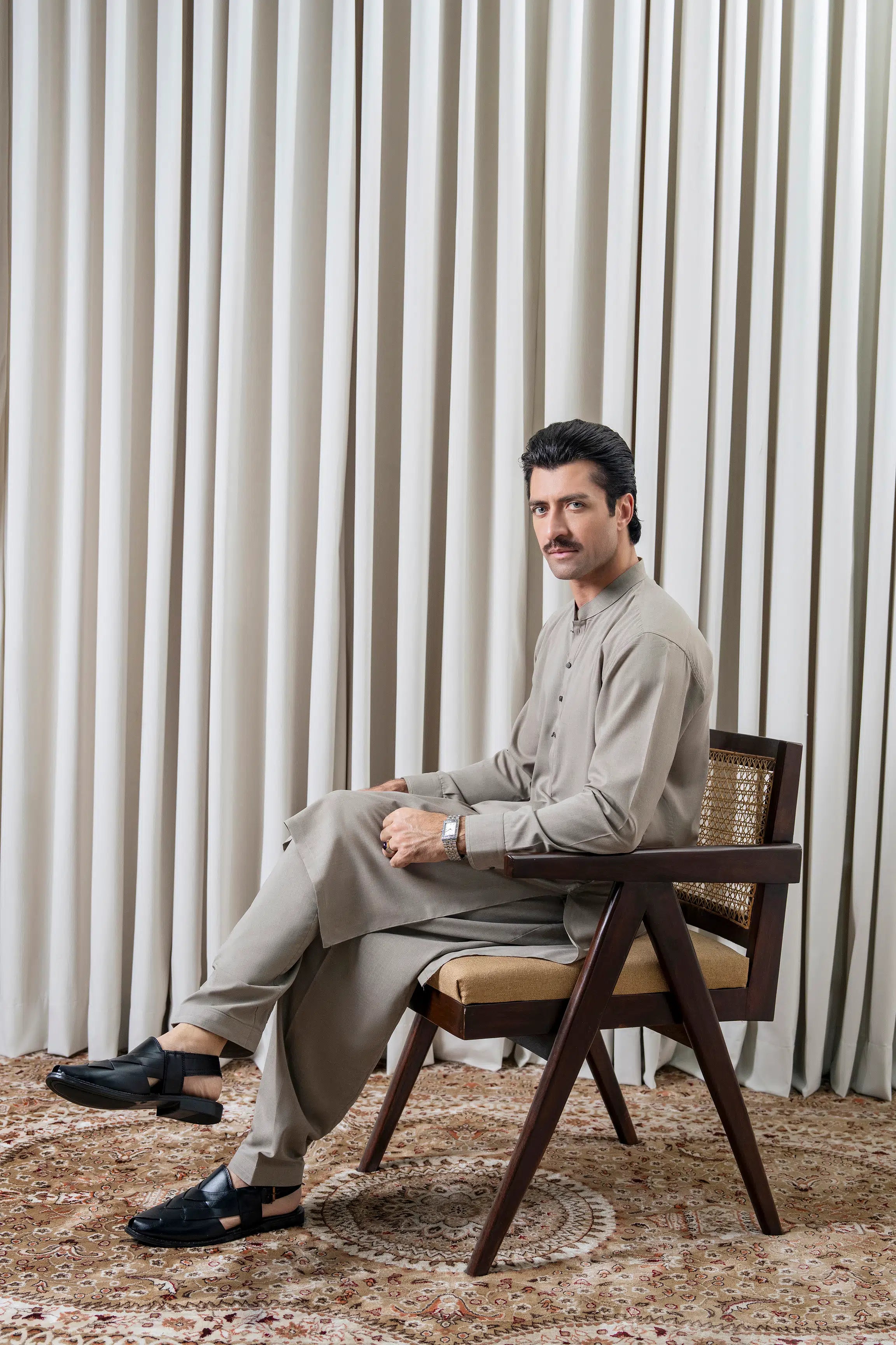 BLENDED MELANGE KAMEEZ SHALWAR - CLASSIC COLLECTION LIGHT OLIVE