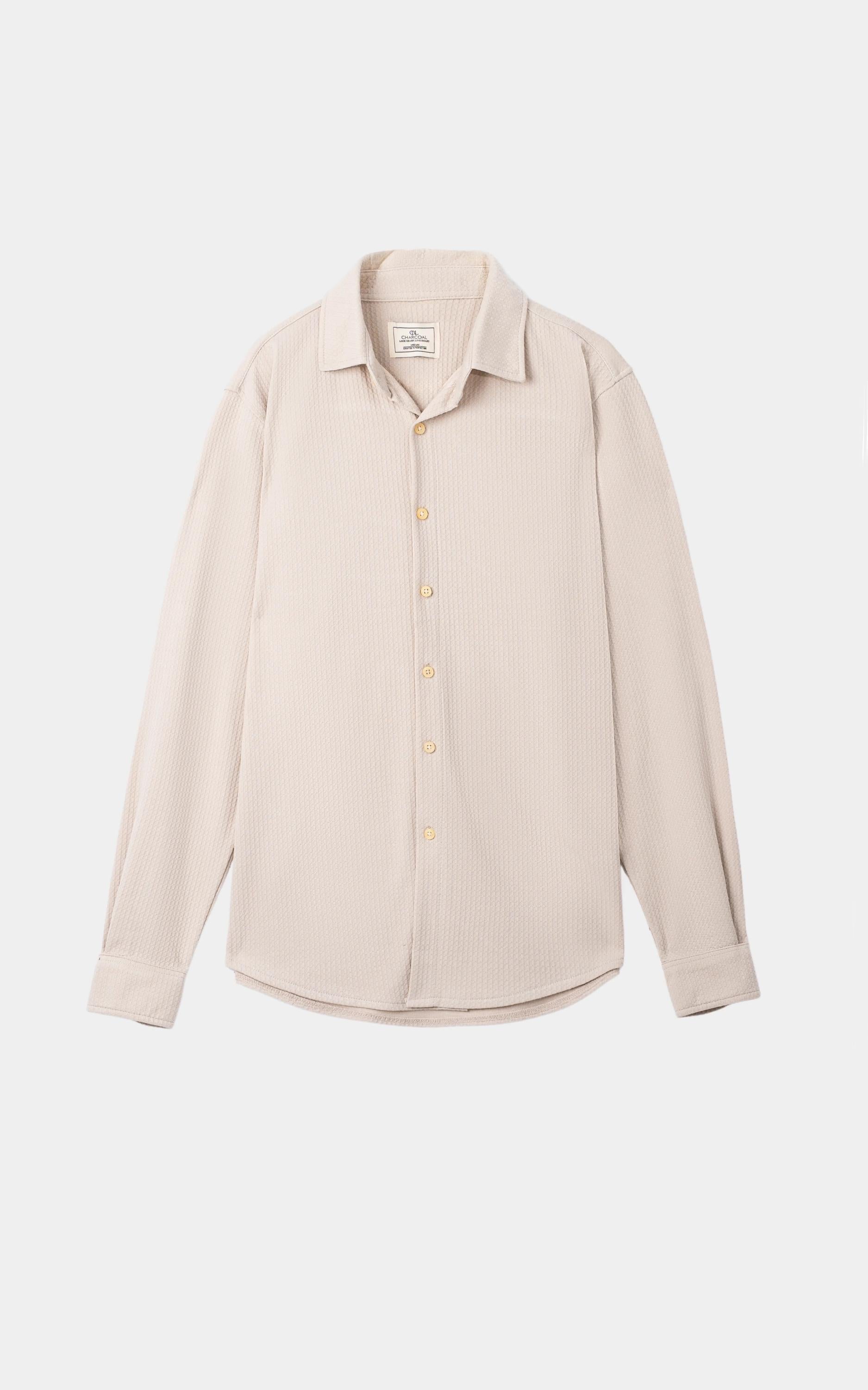 KNITTED CASUAL SHIRT BEIGE