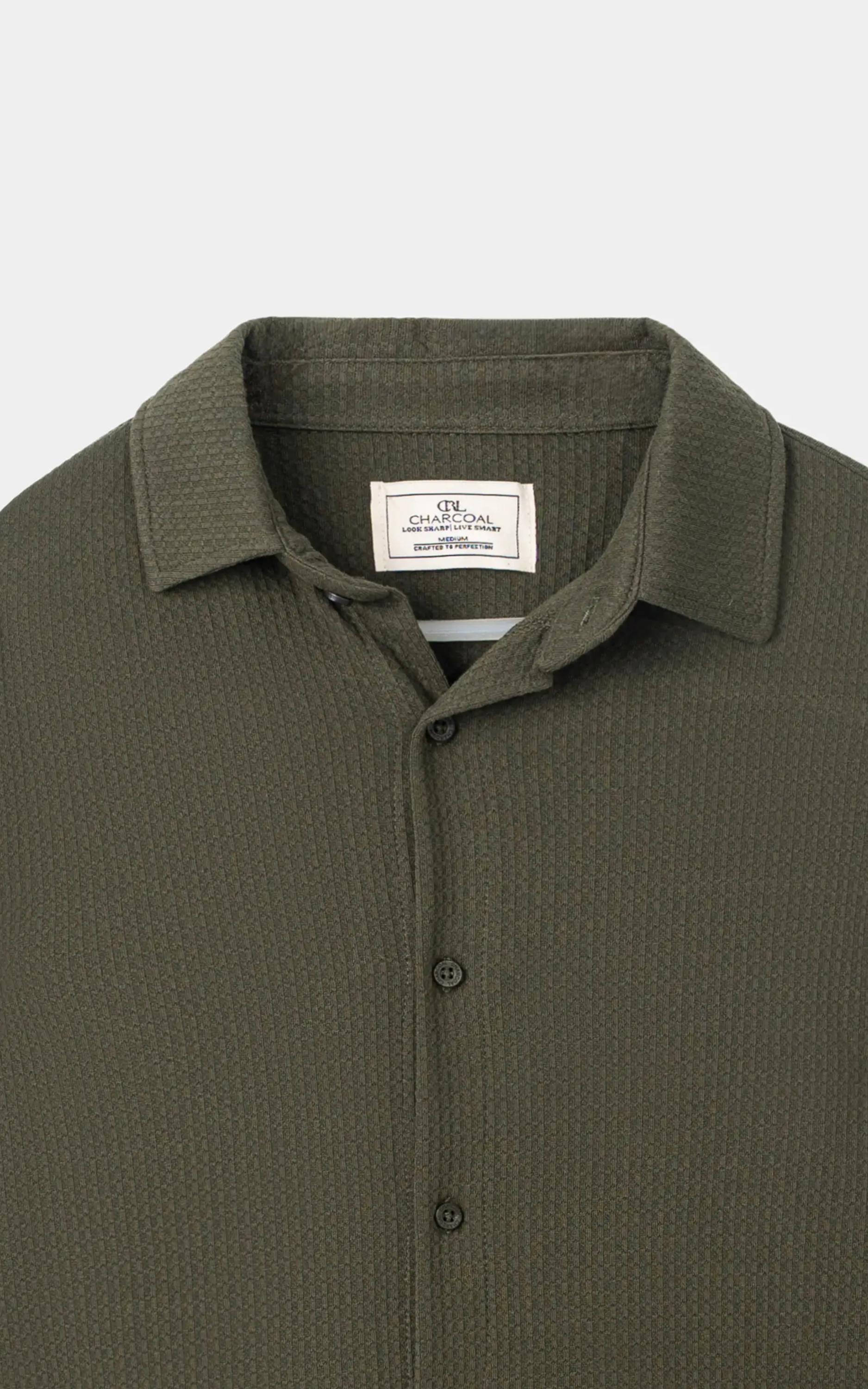 KNITTED CASUAL SHIRT OLIVE