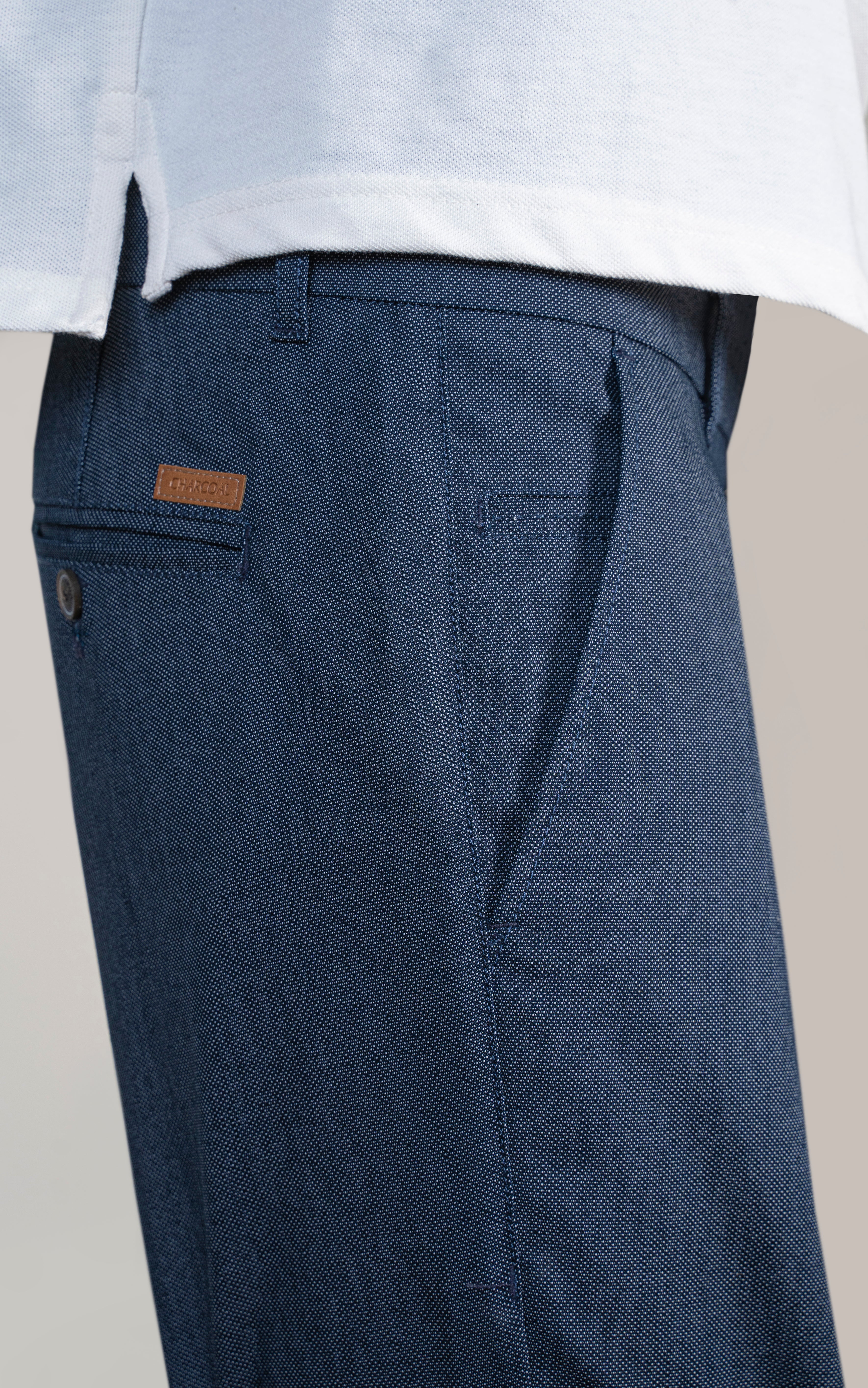 TEXTURED SMART FIT PANT NAVY