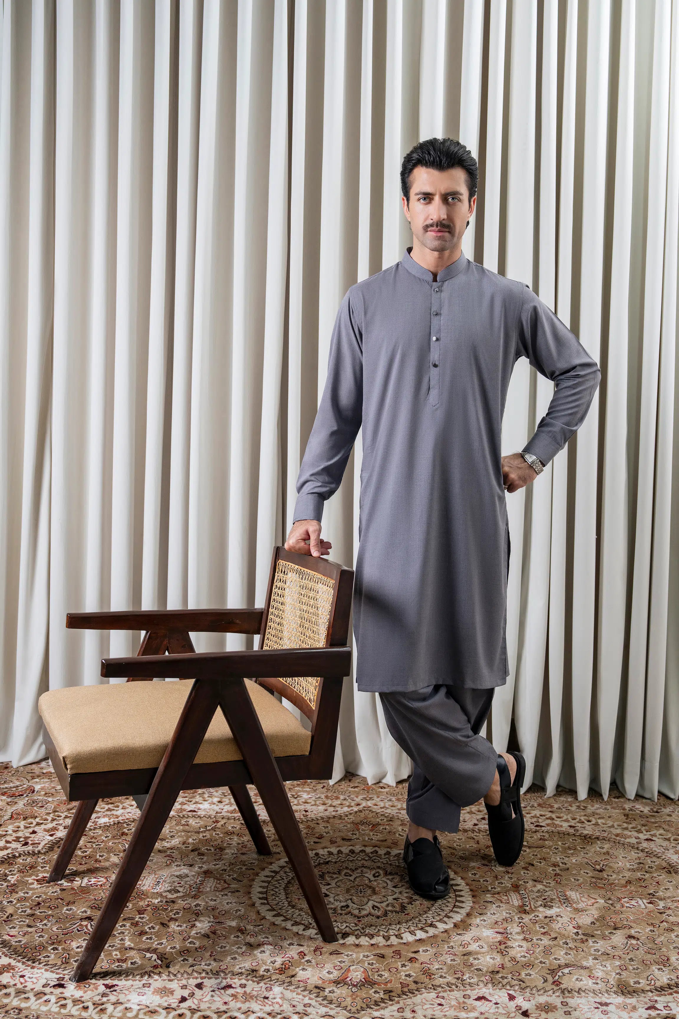 BLENDED MELANGE KAMEEZ SHALWAR - CLASSIC COLLECTION MID GREY