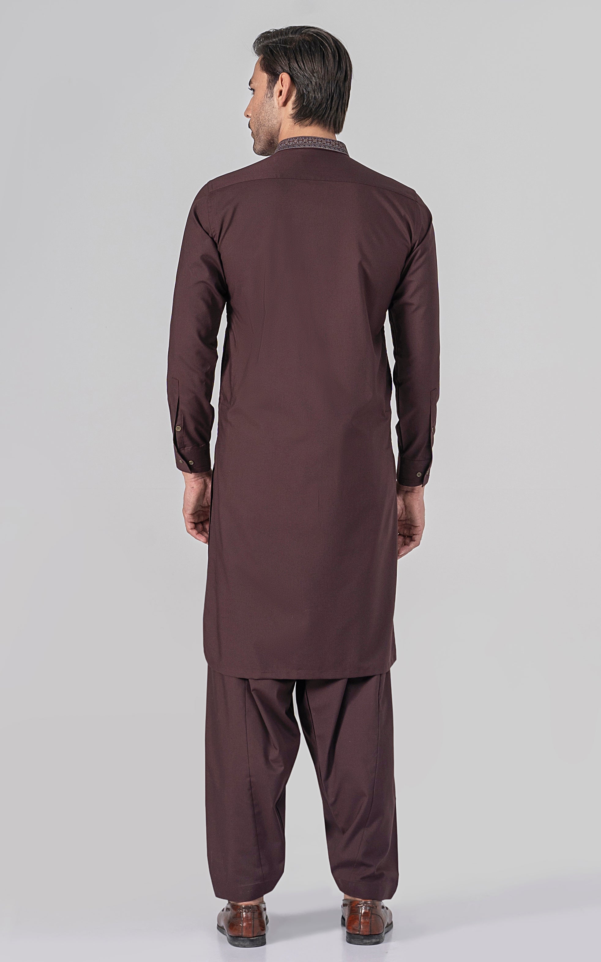 EMBROIDERED WASH & WEAR - PREMIUM COLLECTION DULL MAROON