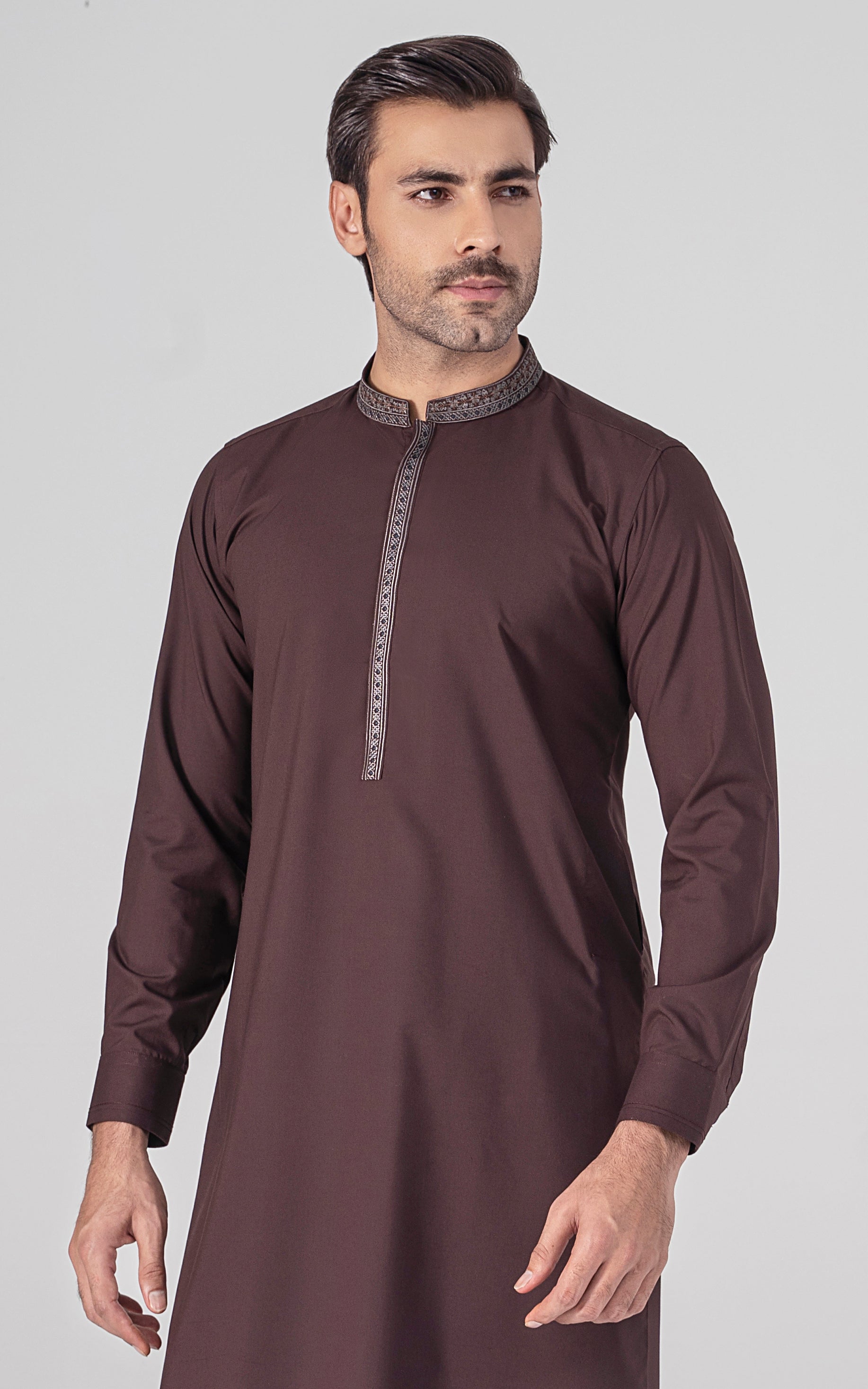 EMBROIDERED WASH & WEAR - PREMIUM COLLECTION DULL MAROON