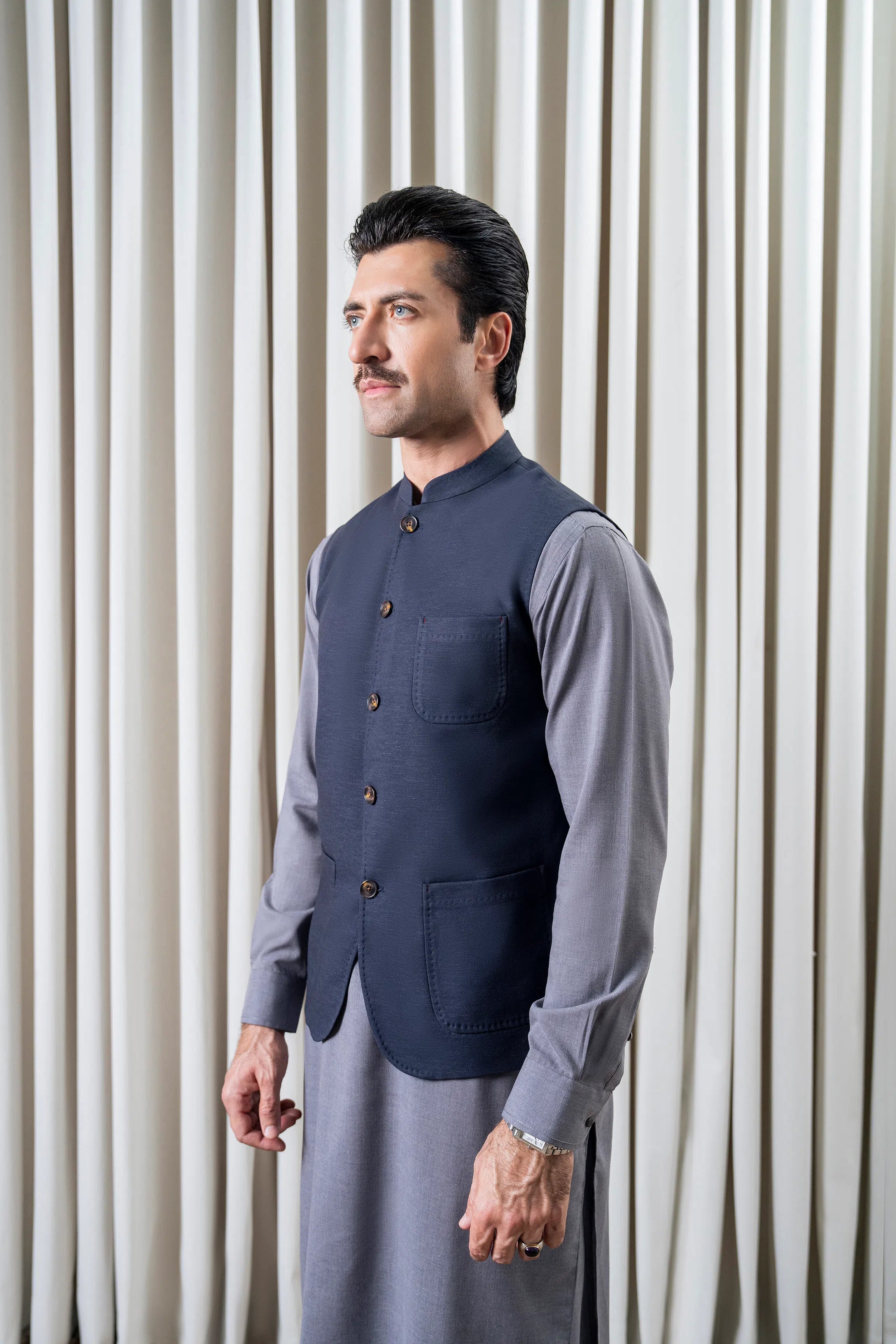 TWILL - COTTON LINEN WAISTCOAT | SIGNATURE COLLECTION NAVY