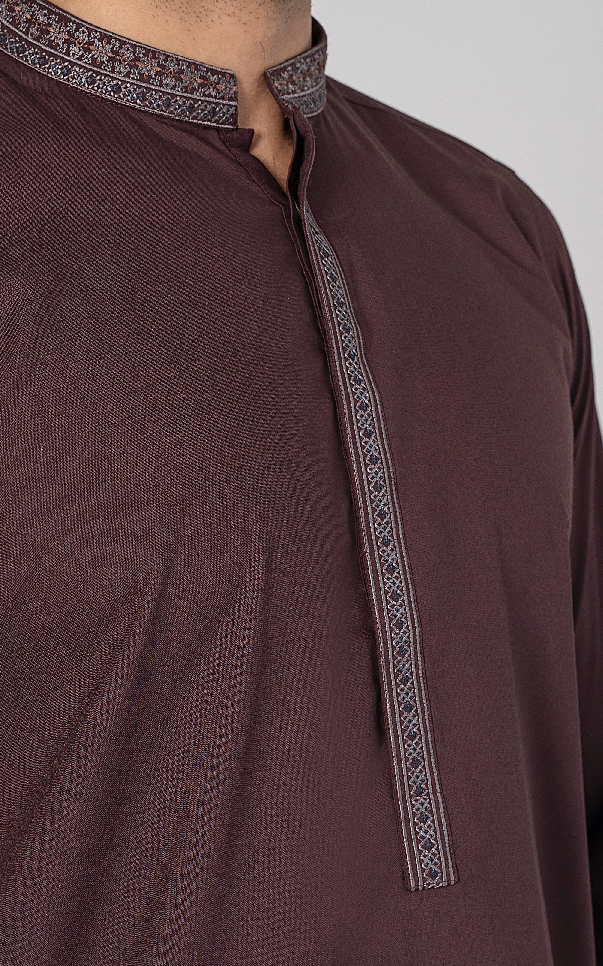 EMBROIDERED WASH & WEAR - PREMIUM COLLECTION DULL MAROON