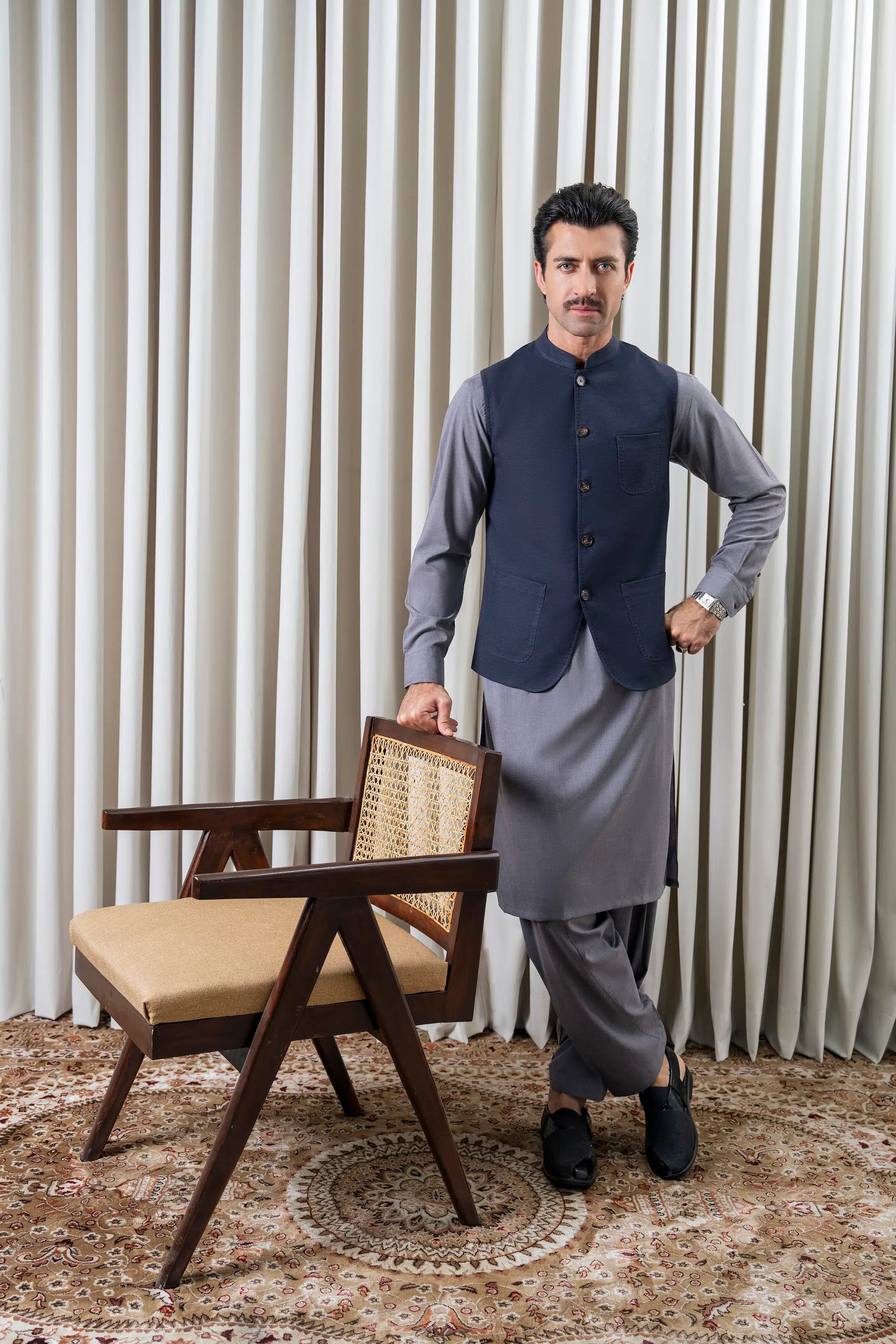 TWILL - COTTON LINEN WAISTCOAT | SIGNATURE COLLECTION NAVY