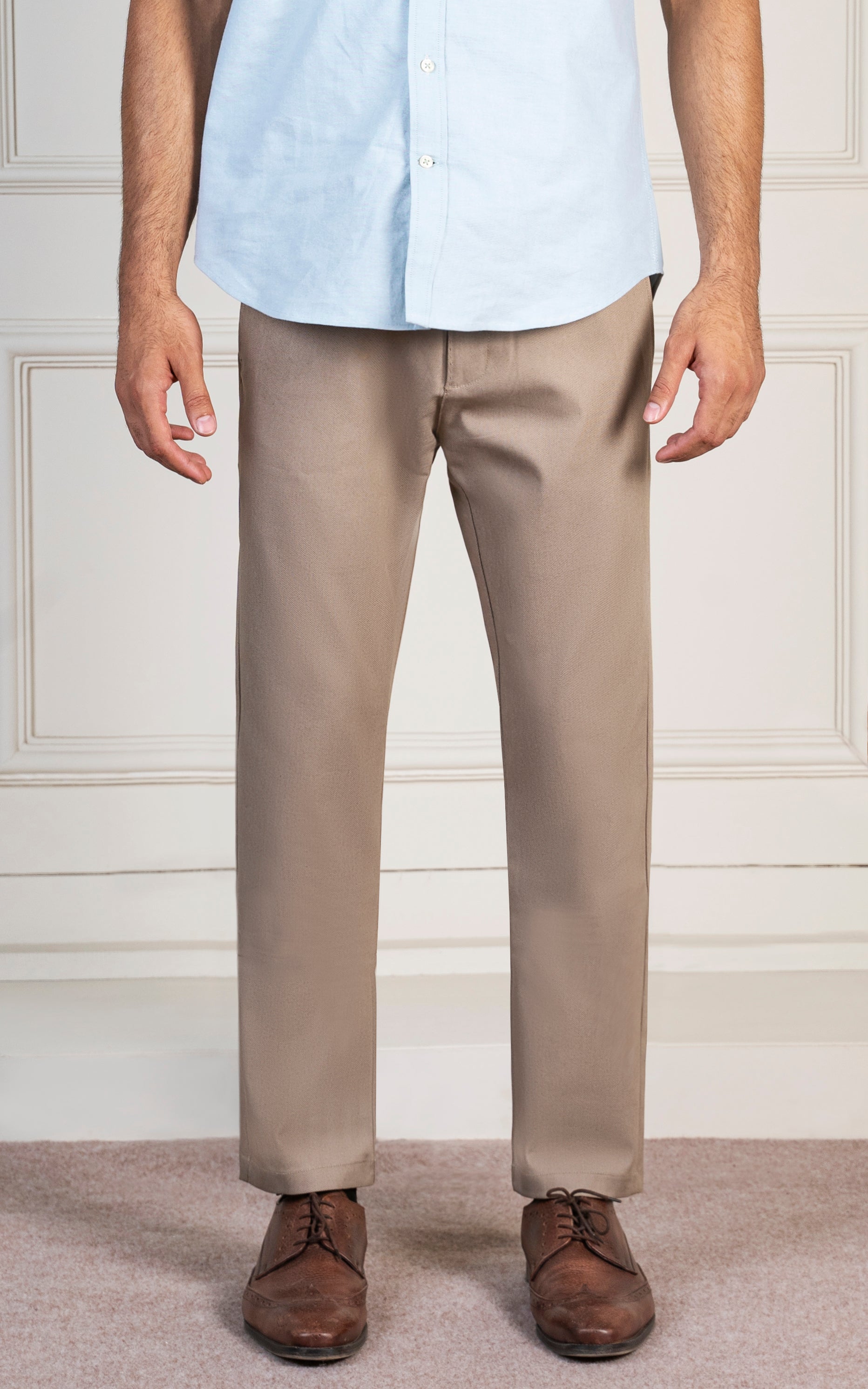 TEXTURED SMART FIT PANT KHAKI