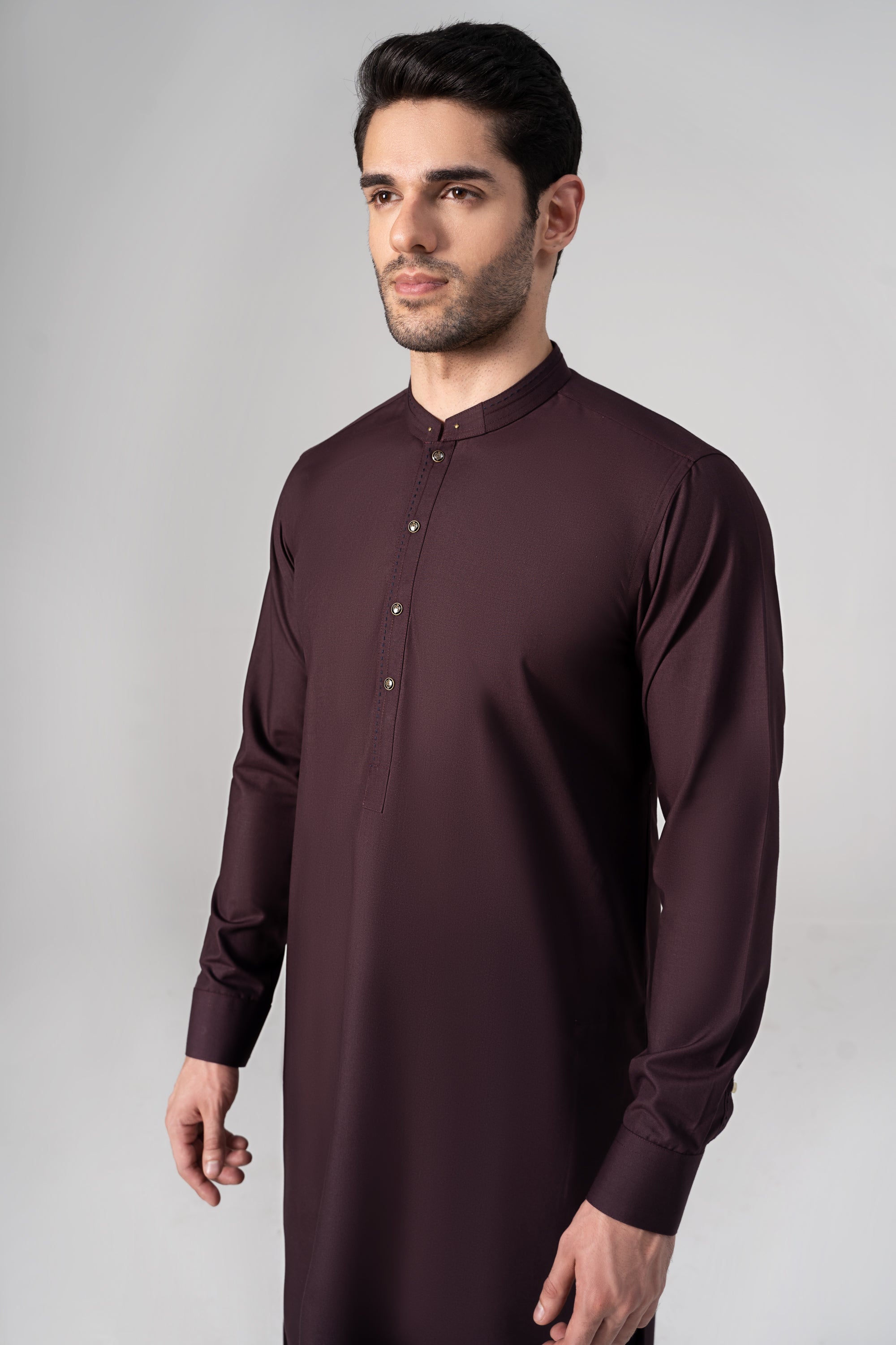 Wash & Wear Kameez Shalwar - SIGNATURE COLLECTION  DARK MAROON