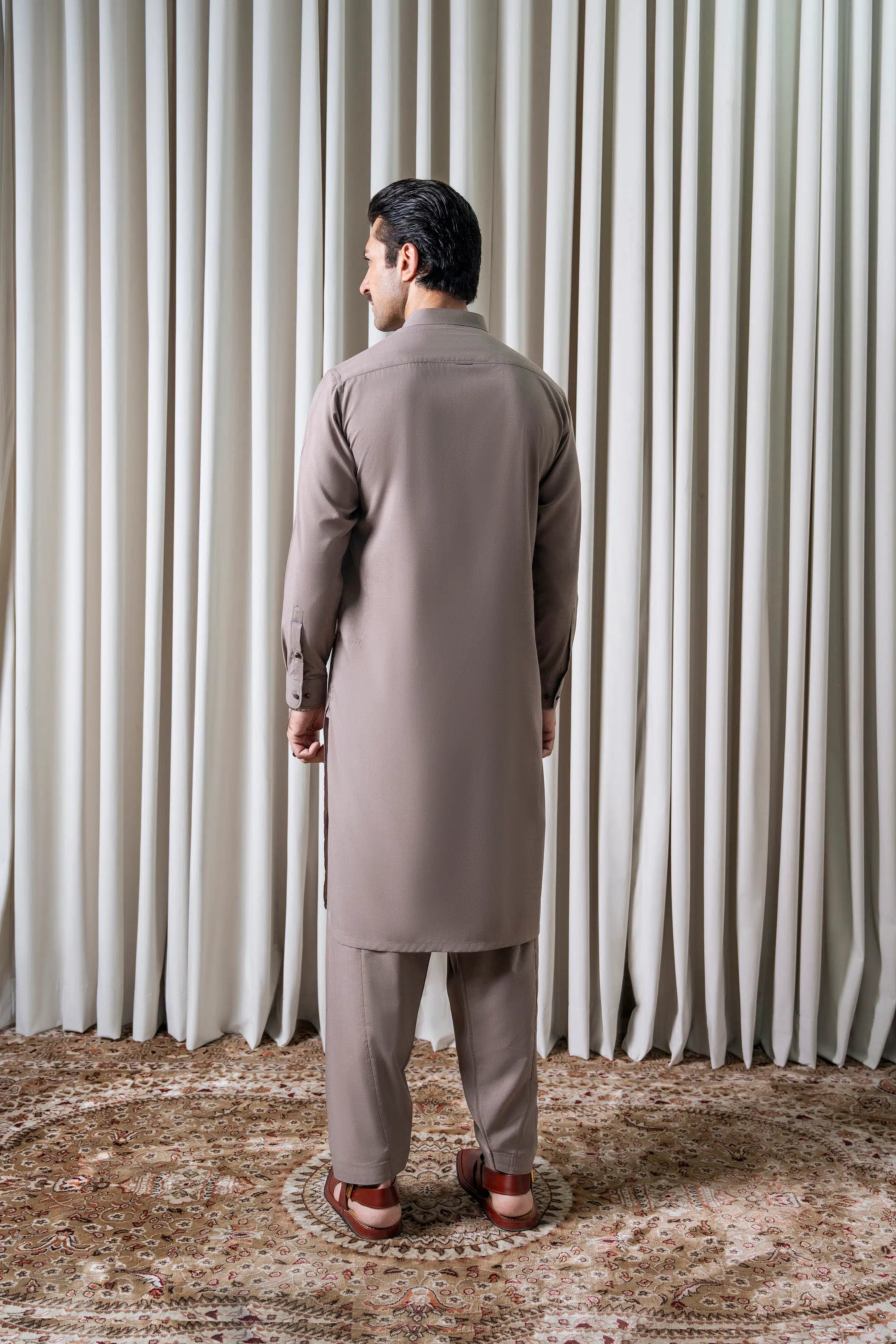 BLENDED MELANGE KAMEEZ SHALWAR - CLASSIC COLLECTION MID BROWN