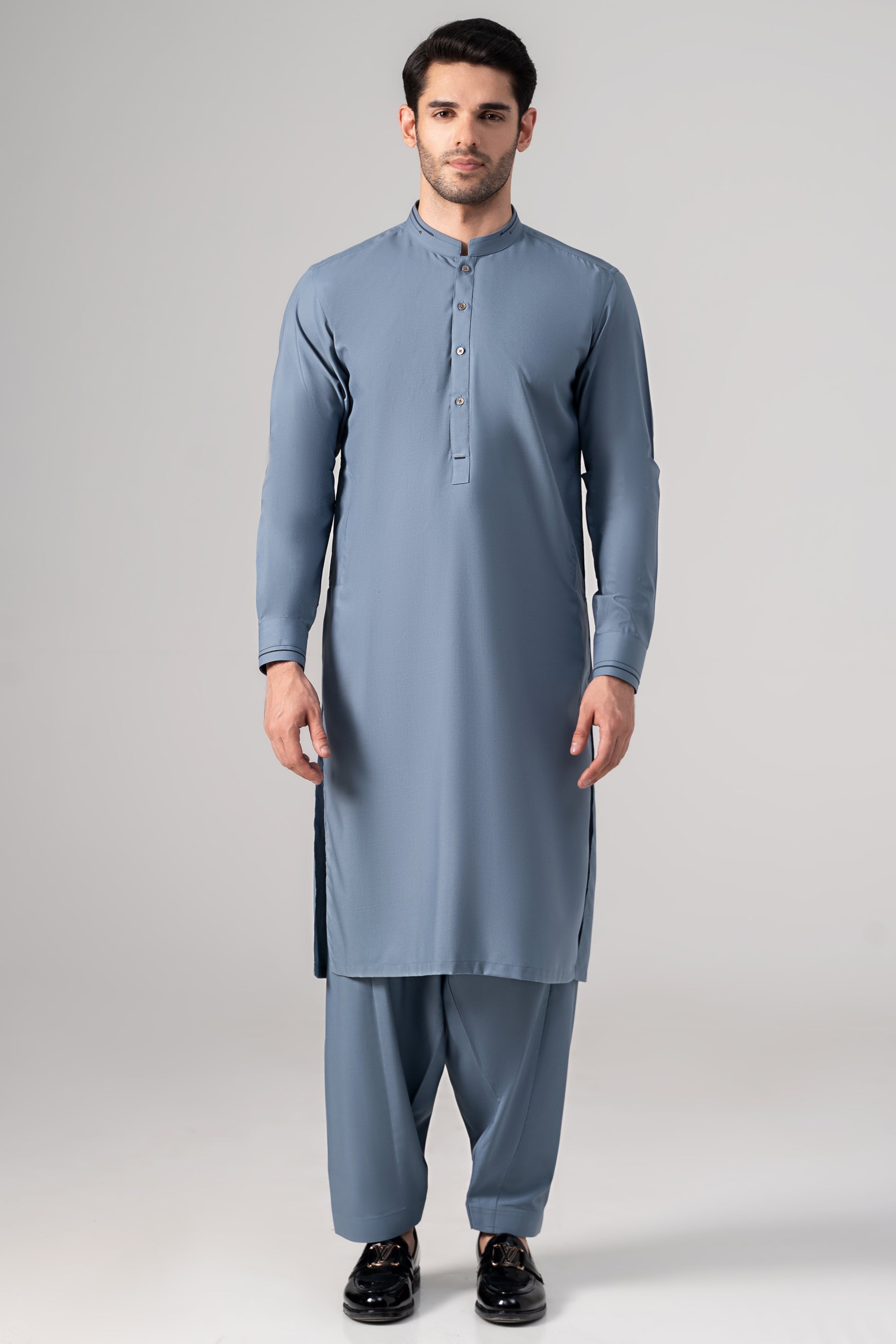 Wash & Wear Kameez Shalwar - PREMIUM COLLECTION  DUST BLUE