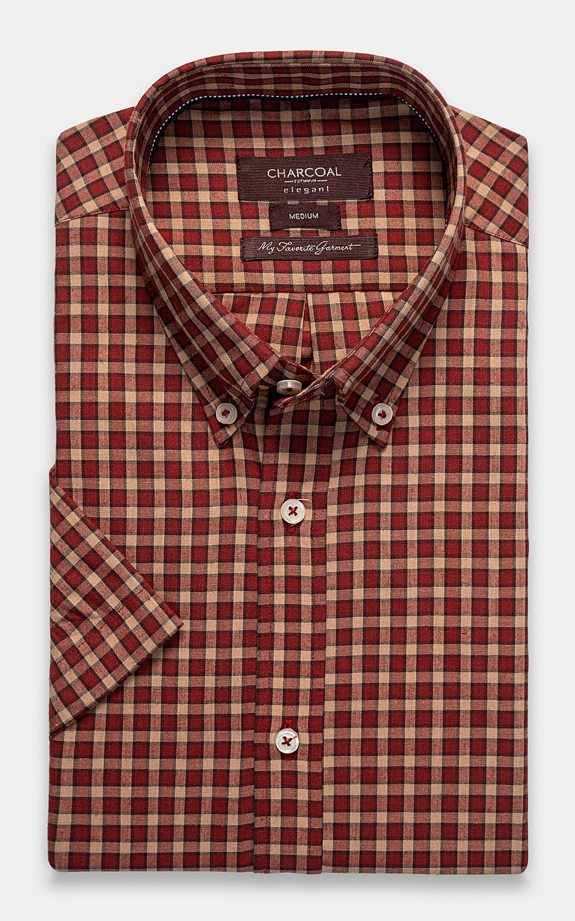 SEMI FORMAL SHIRT HALF SLEEVE MAROON CHECK