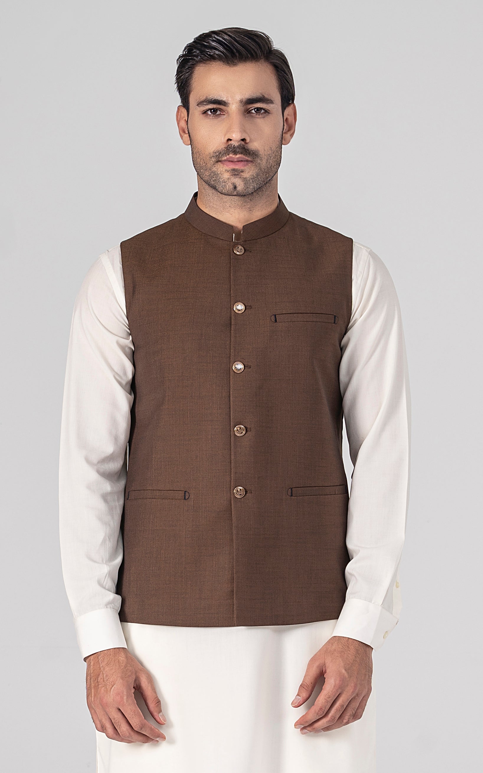 BLENDED WAISTCOAT - SIGNATURE COLLECTION  BROWN