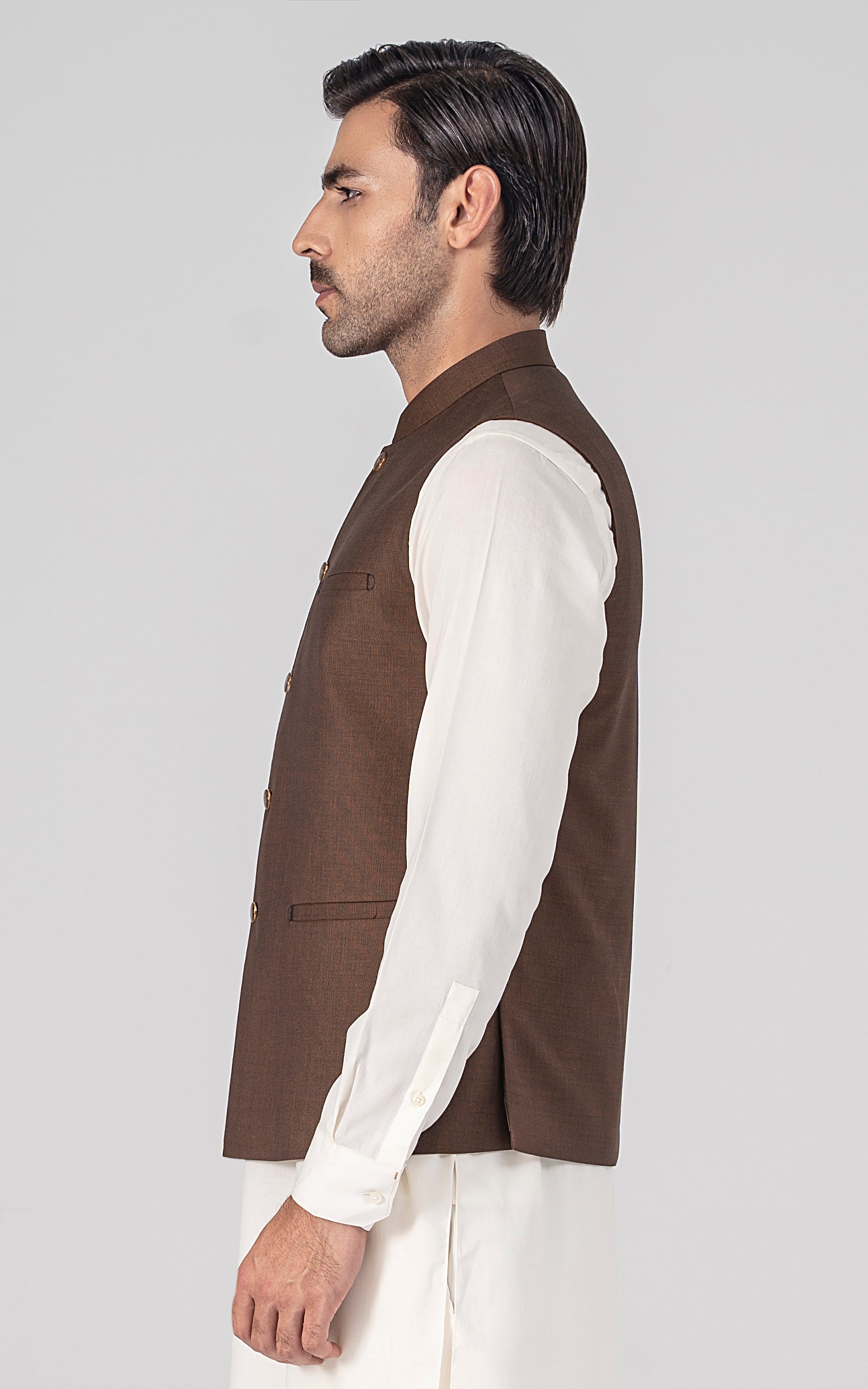 BLENDED WAISTCOAT - SIGNATURE COLLECTION  BROWN