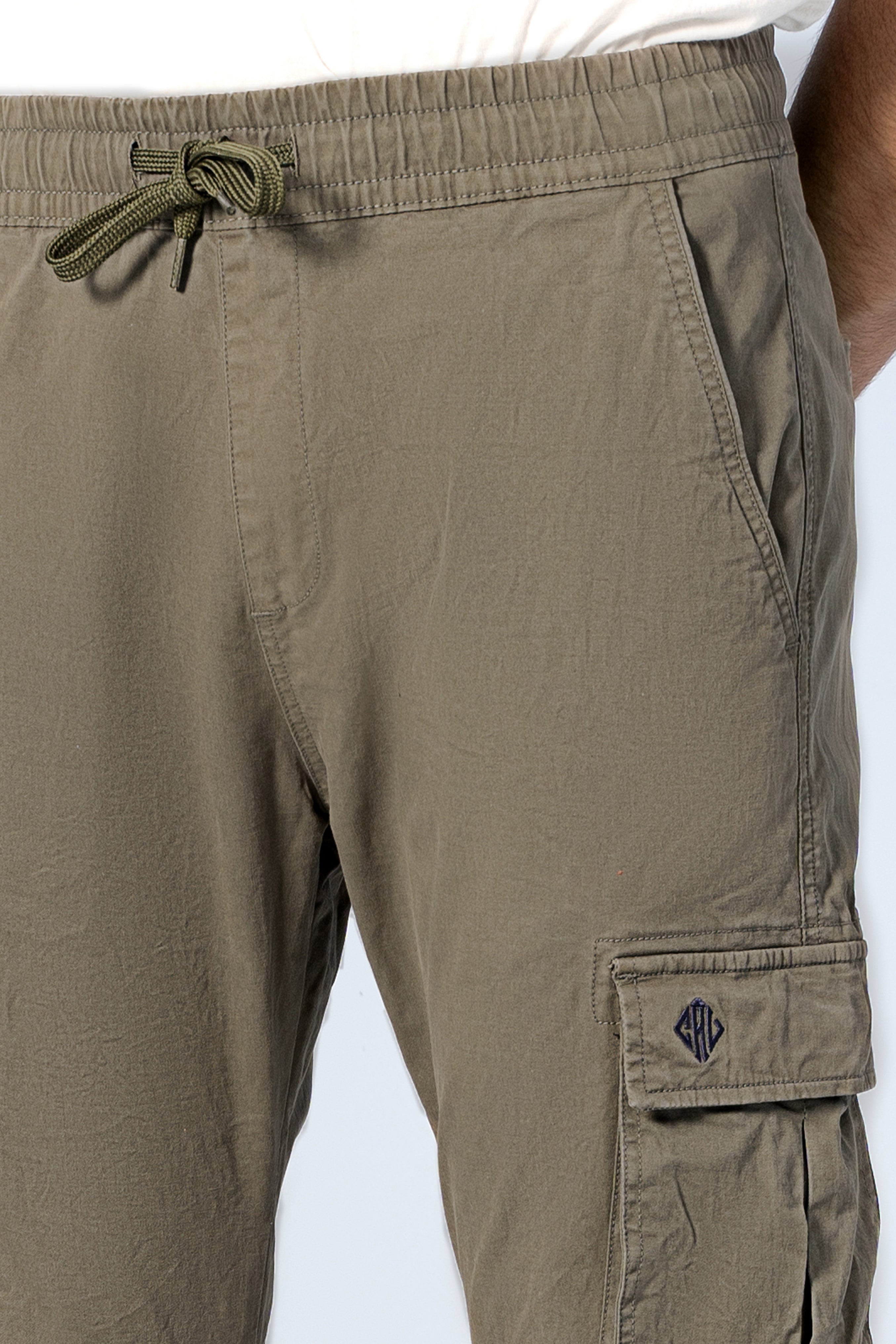 CARGO JOGGER ENZYME WASHED TROUSER OLIVE - Charcoal Clothing