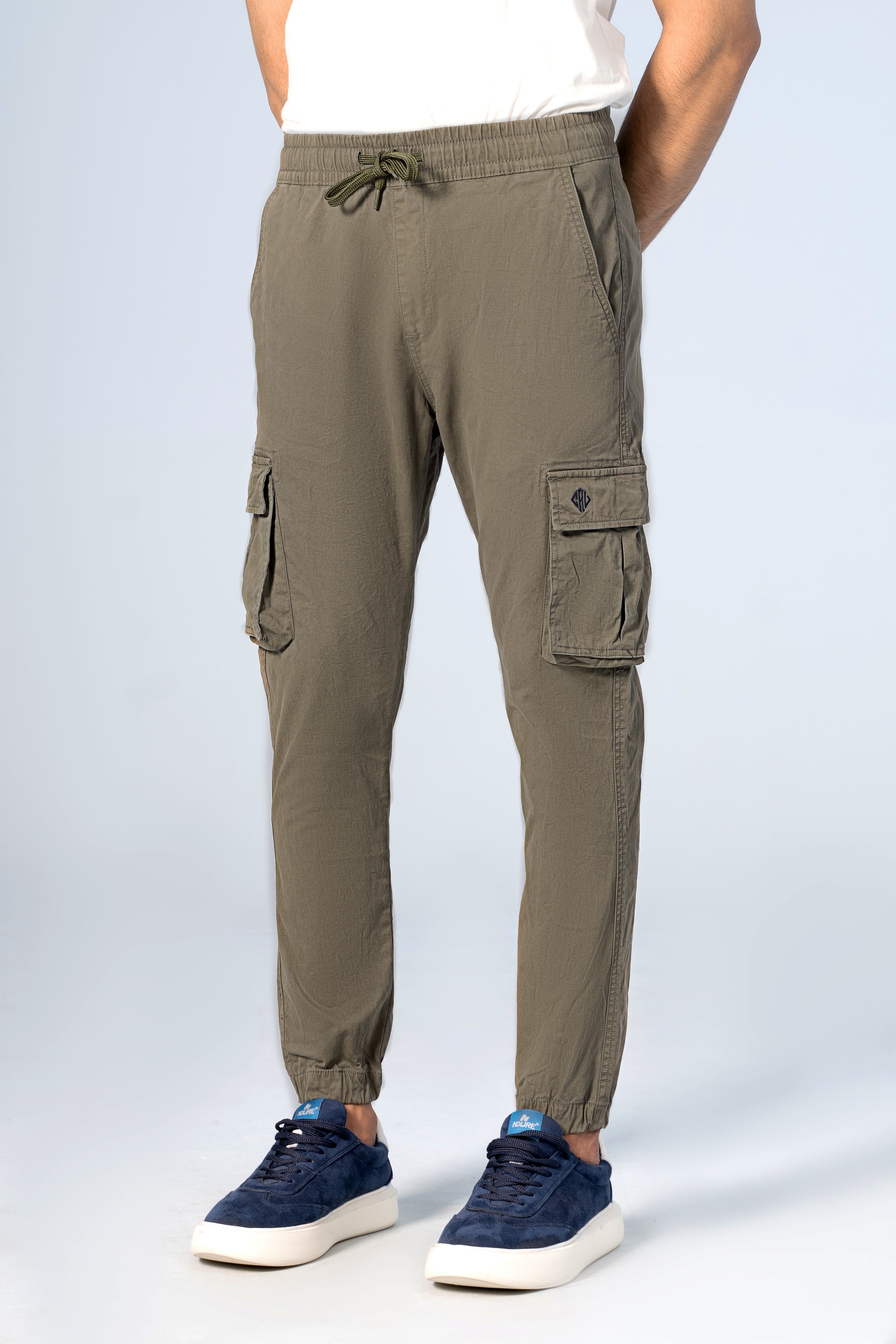 CARGO JOGGER ENZYME WASHED TROUSER OLIVE - Charcoal Clothing