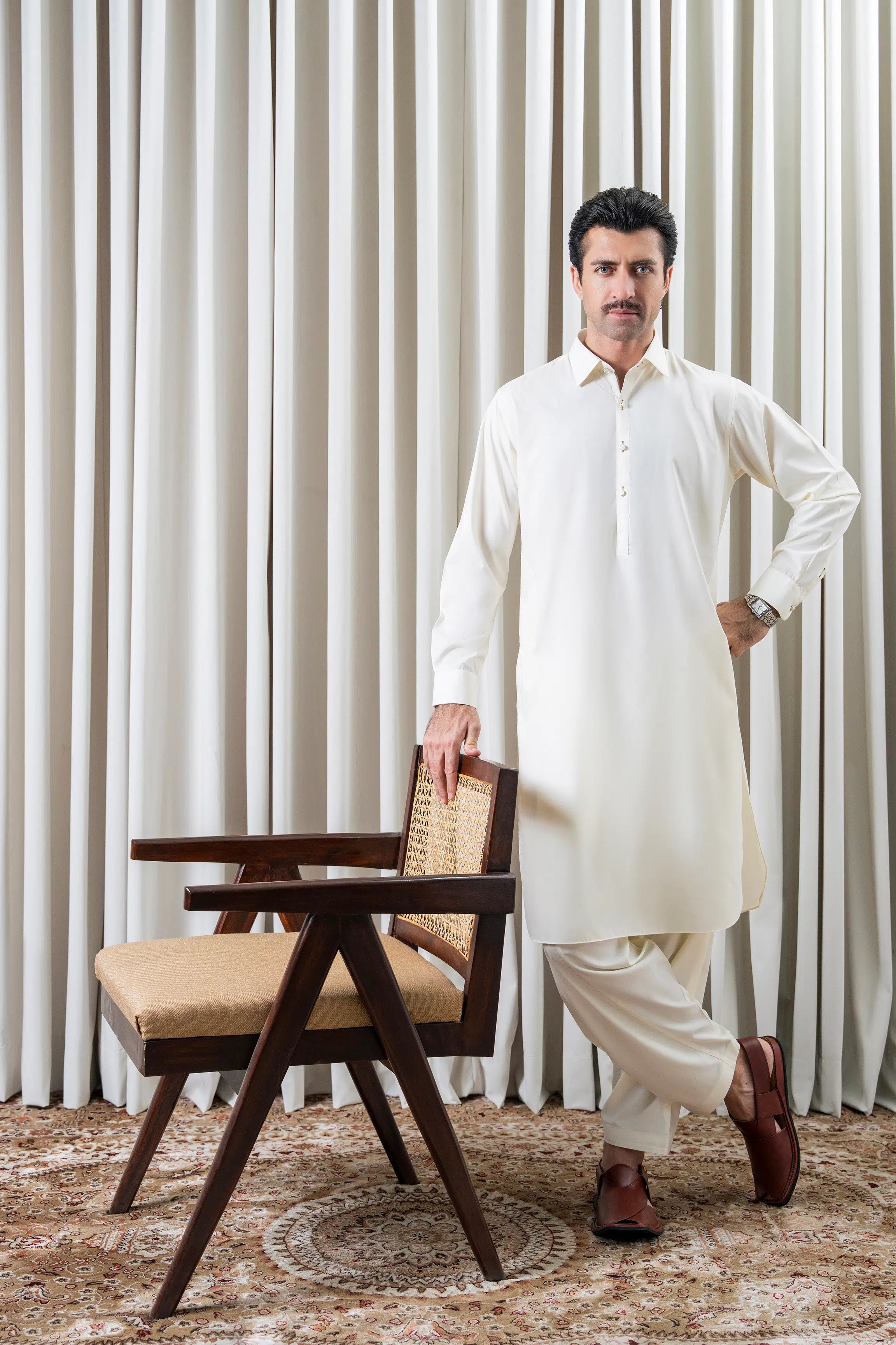 BLENDED KAMEEZ SHALWAR - SIGNATURE COLLECTION OFF WHITE