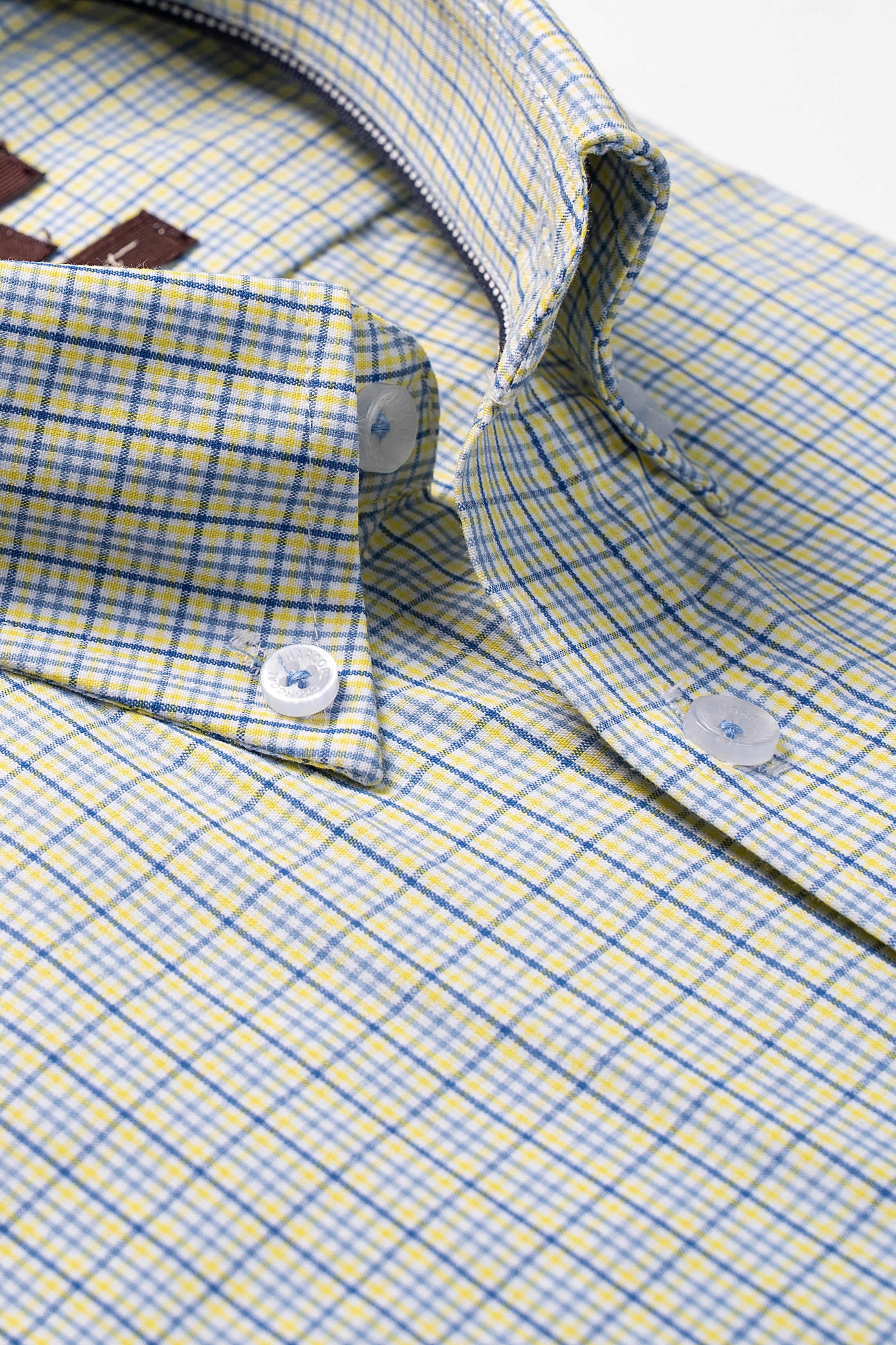 SEMI FORMAL SHIRT HALF SLEEVE YELLOW BLUE CHECK