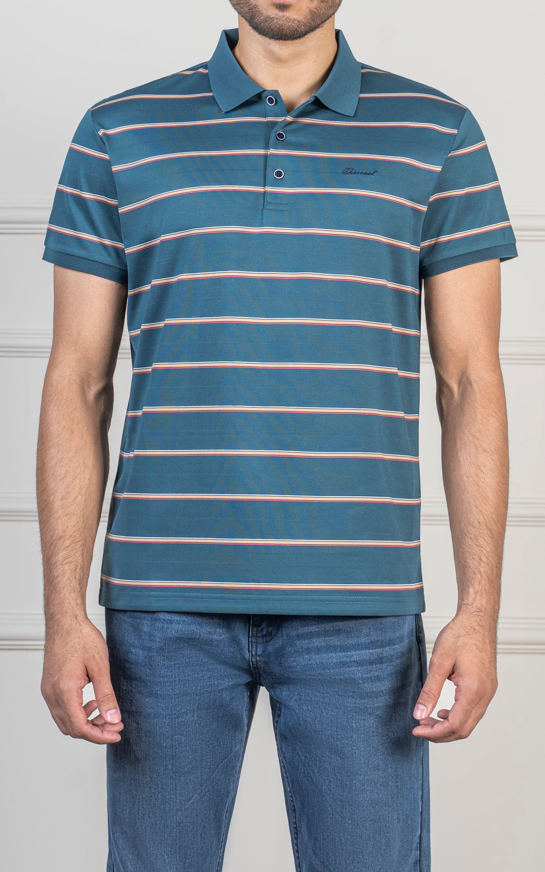 EXECUTIVE STRIPPED POLO SHIRT MAROON