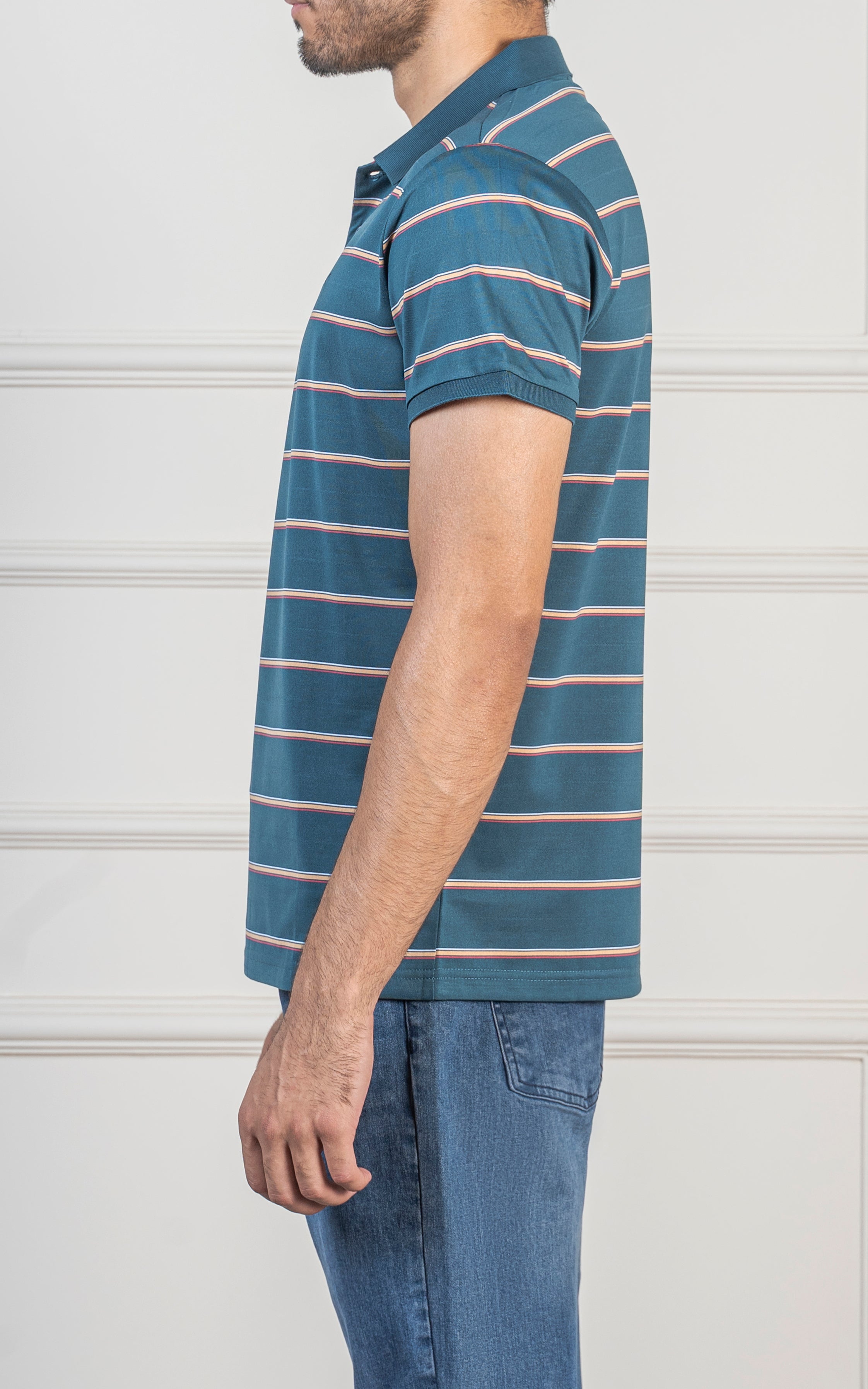 EXECUTIVE STRIPPED POLO SHIRT DARK GREEN